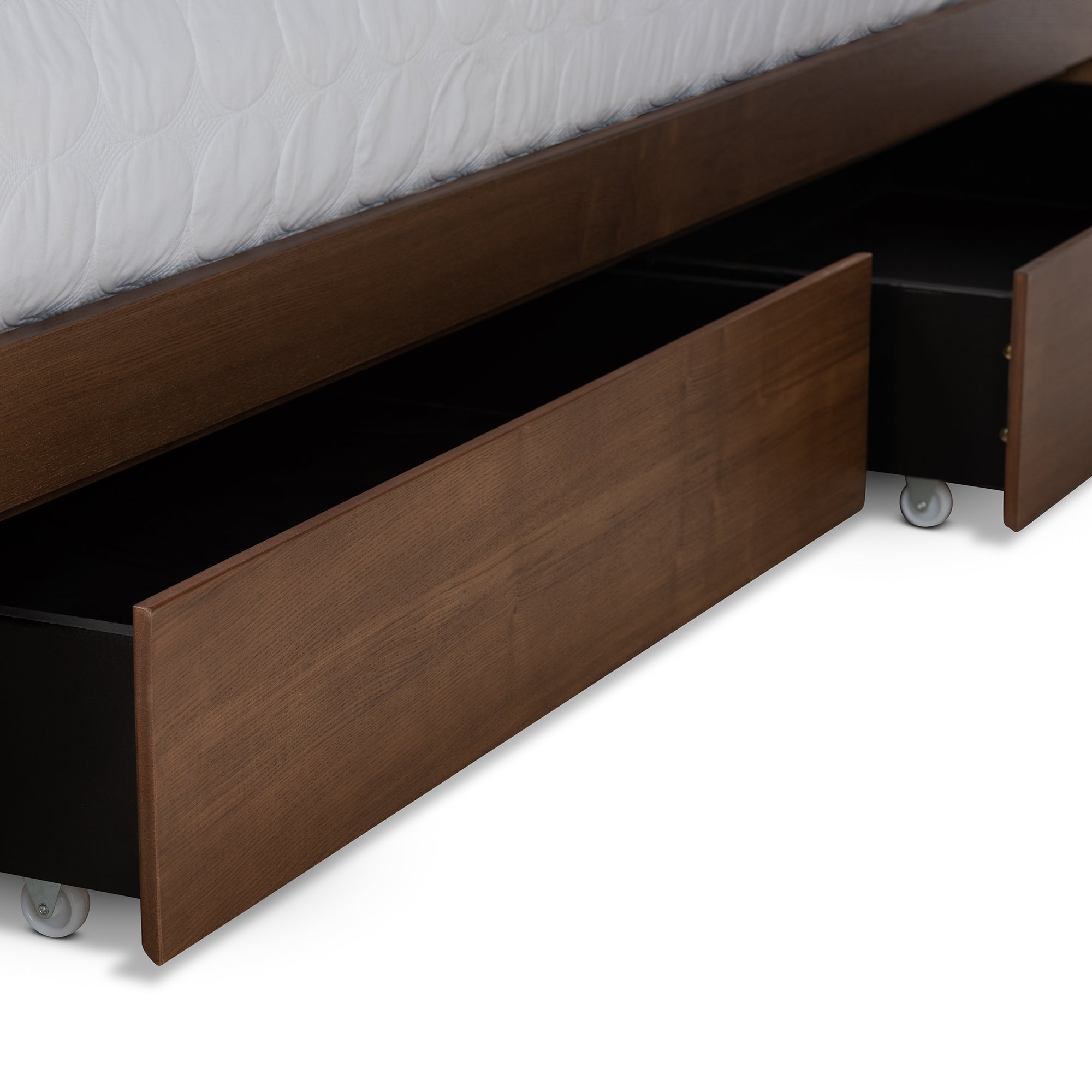 Baxton Studio Milana Modern Transitional Ash Walnut Brown Finished Wood 4-Drawer Queen Size Platform Storage Bed