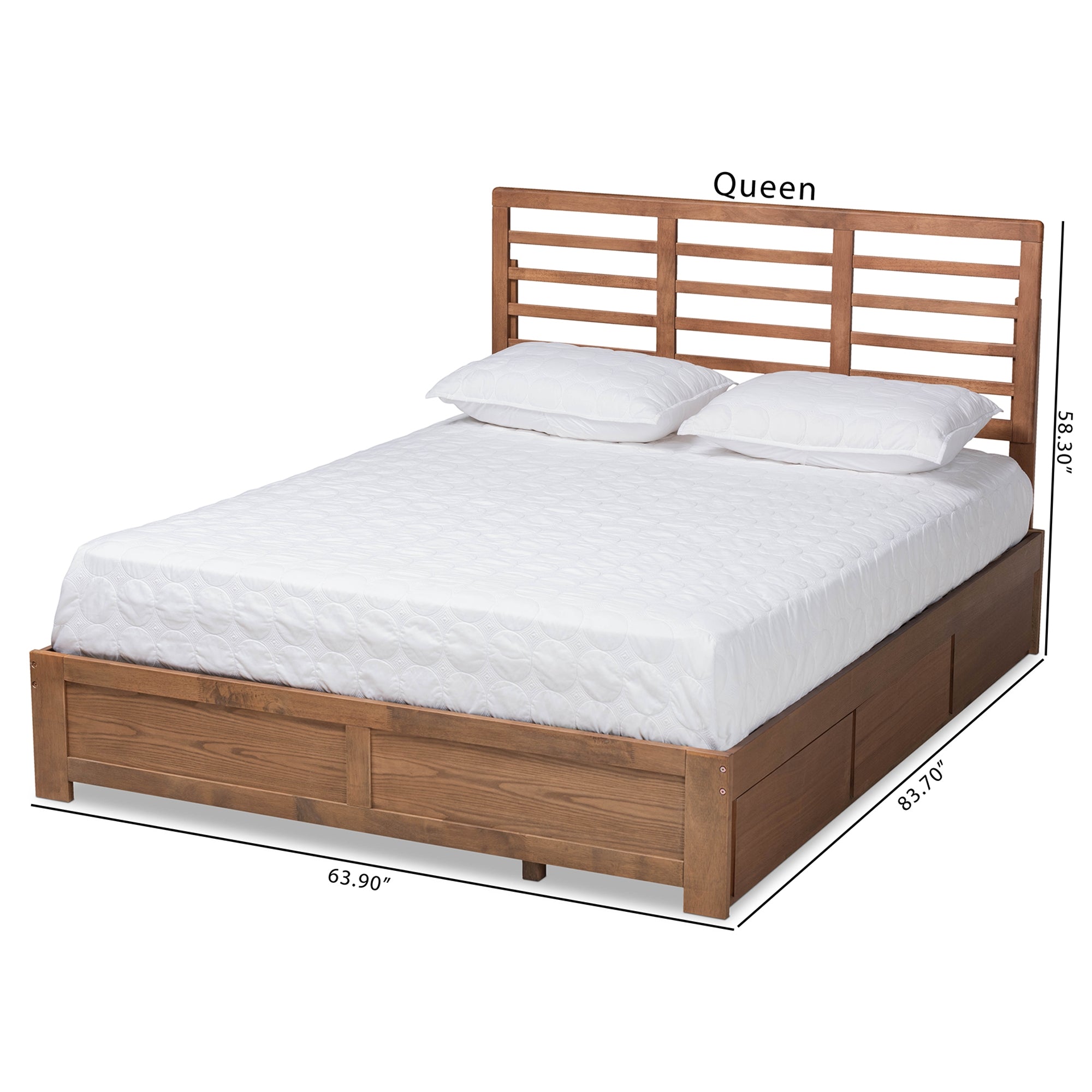 Baxton Studio Piera Modern and Contemporary Transitional Ash Walnut Brown Finished Wood Full Size 3-Drawer Platform Storage Bed