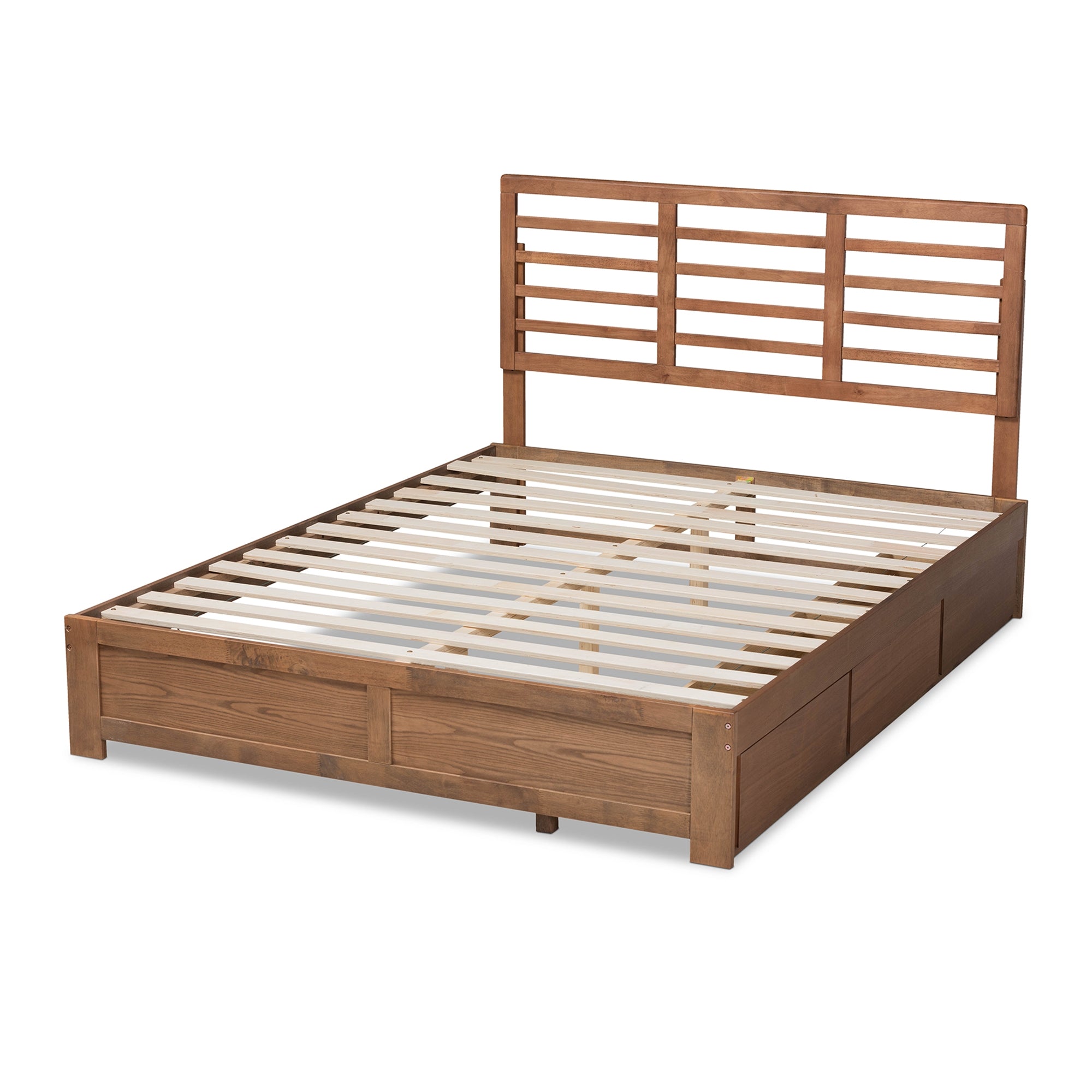 Baxton Studio Piera Modern and Contemporary Transitional Ash Walnut Brown Finished Wood Full Size 3-Drawer Platform Storage Bed