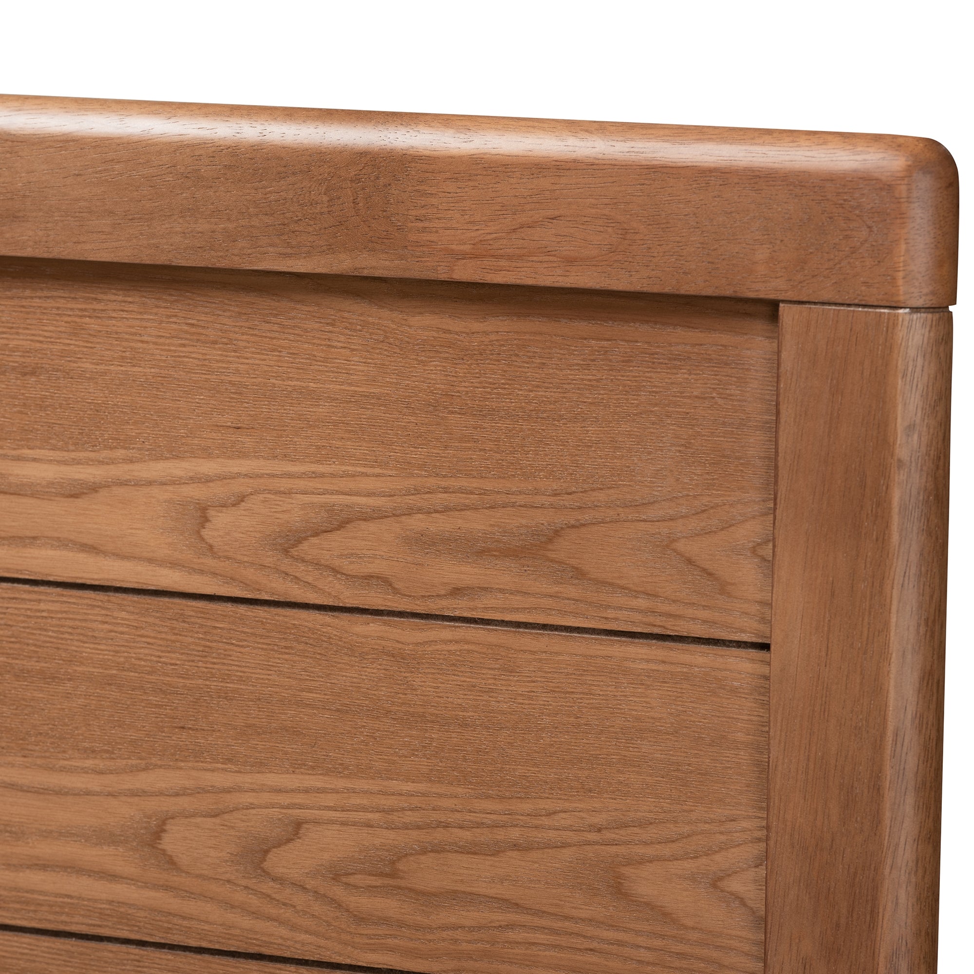 Baxton Studio Alba Modern Transitional Ash Walnut Brown Finished Wood Full Size 4-Drawer Platform Storage Bed with Built-In Shelves