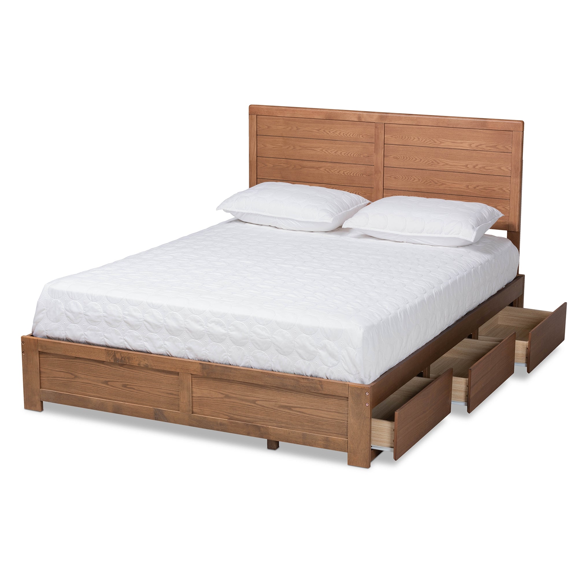 Baxton Studio Lisa Modern and Contemporary Transitional Ash Walnut Brown Finished Wood Full Size 3-Drawer Platform Storage Bed