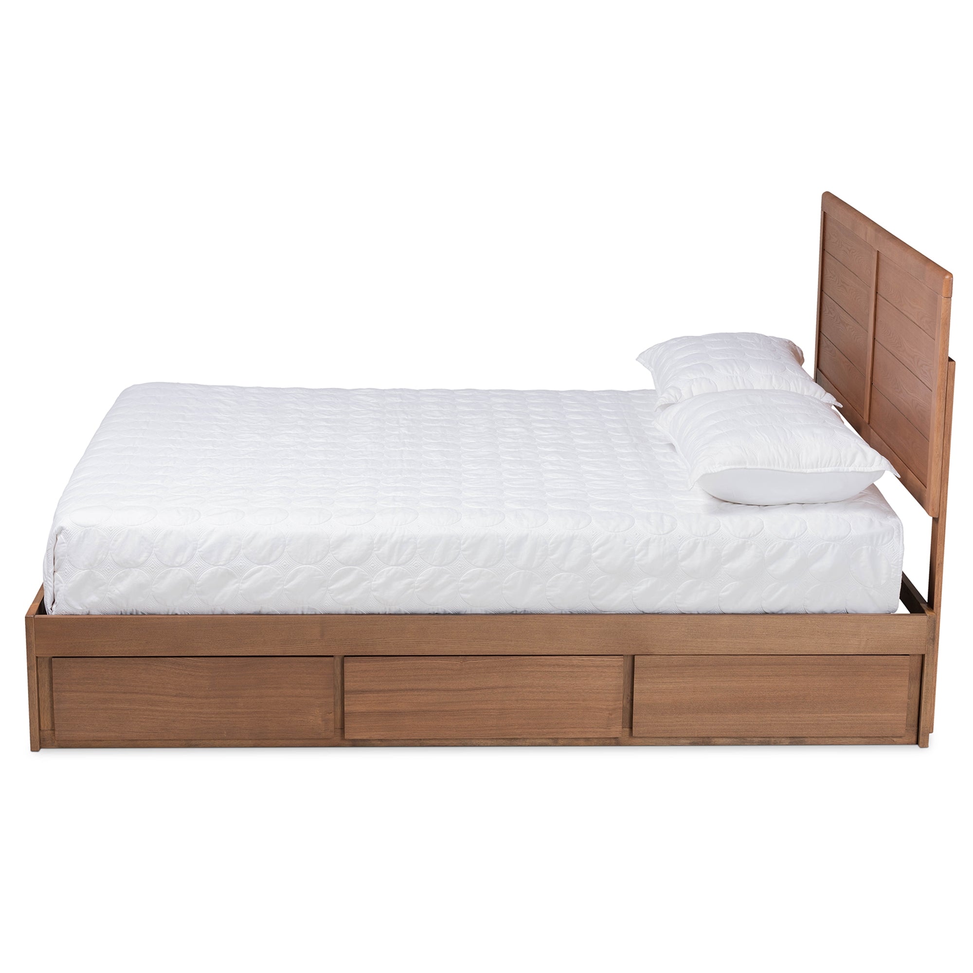 Baxton Studio Lisa Modern and Contemporary Transitional Ash Walnut Brown Finished Wood Full Size 3-Drawer Platform Storage Bed