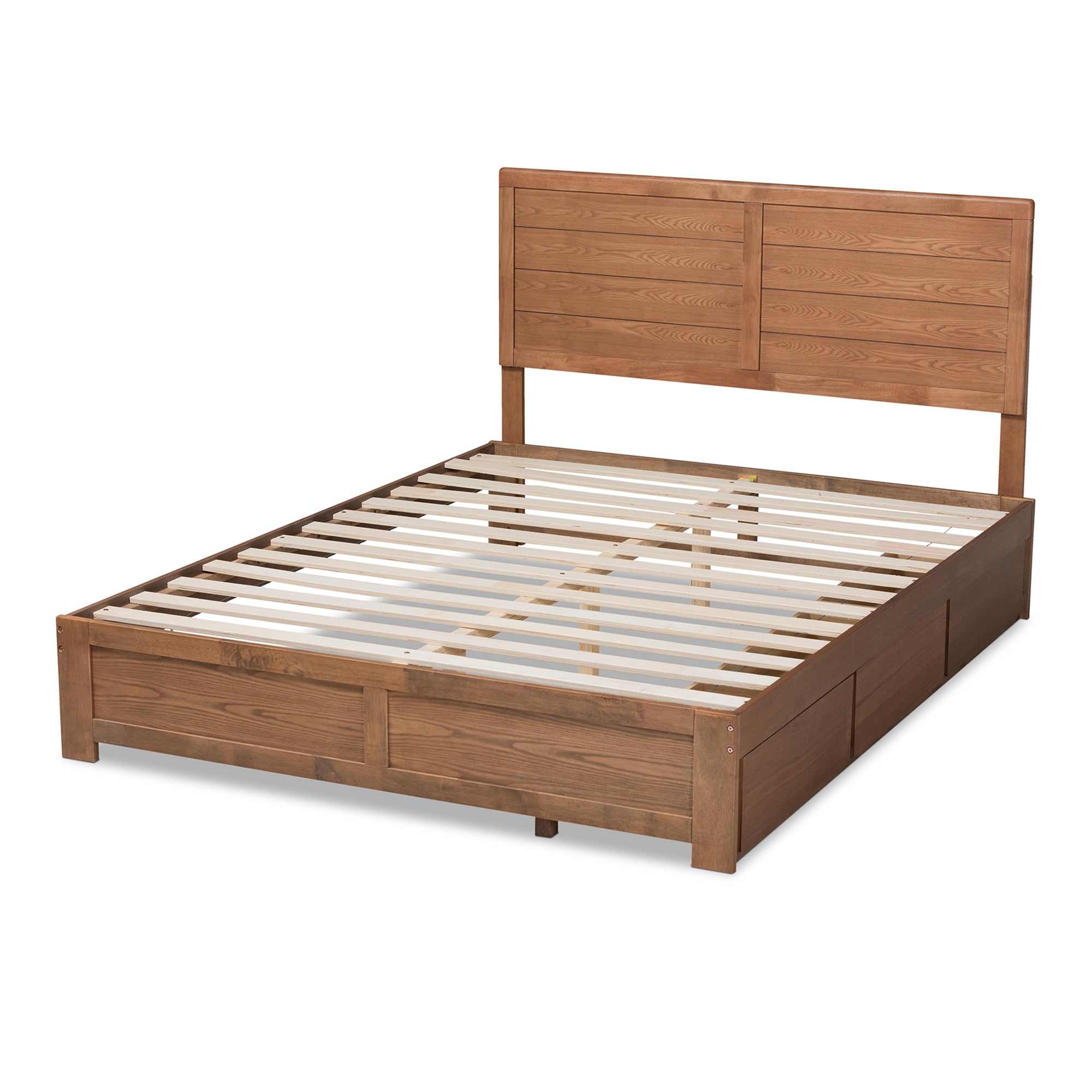 Baxton Studio Lisa Modern and Contemporary Transitional Ash Walnut Brown Finished Wood Full Size 3-Drawer Platform Storage Bed