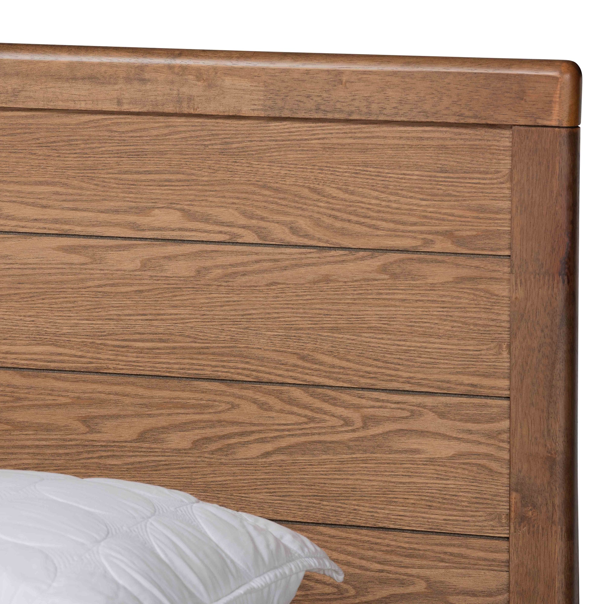 Baxton Studio Alba Modern Transitional Ash Walnut Brown Finished Wood King Size 4-Drawer Platform Storage Bed with Built-In Shelves