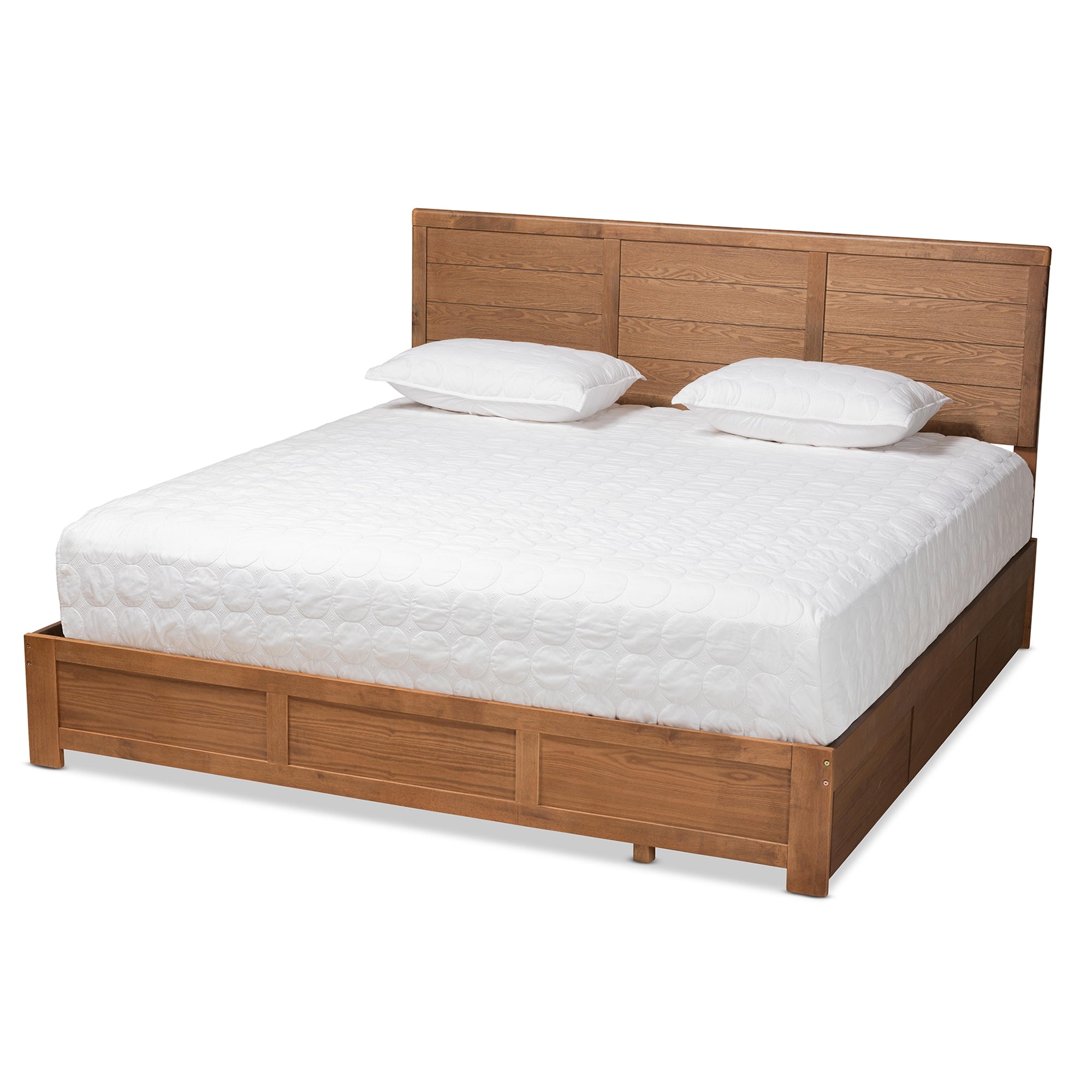Baxton Studio Lisa Modern and Contemporary Transitional Ash Walnut Brown Finished Wood King Size 3-Drawer Platform Storage Bed