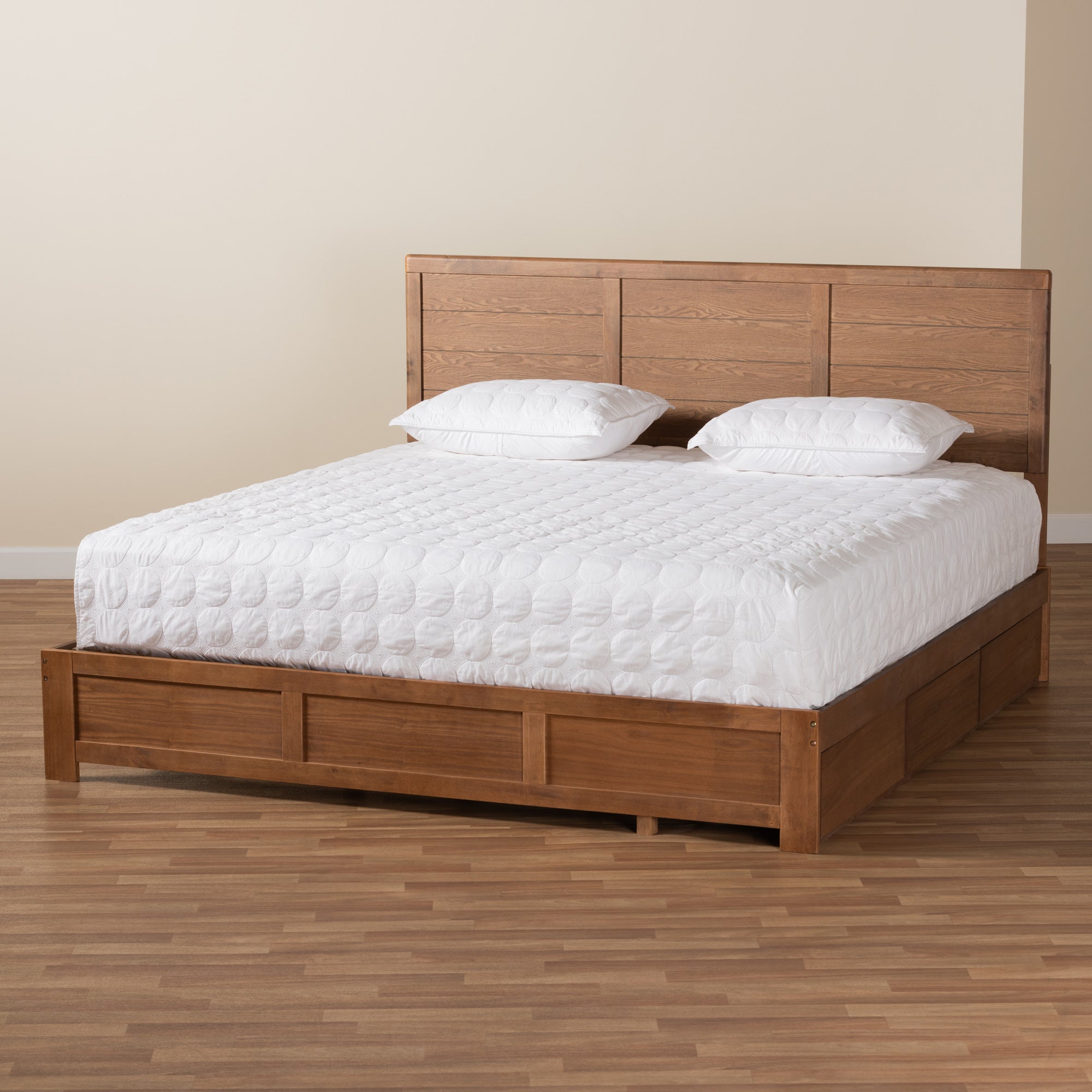 Baxton Studio Lisa Modern and Contemporary Transitional Ash Walnut Brown Finished Wood King Size 3-Drawer Platform Storage Bed