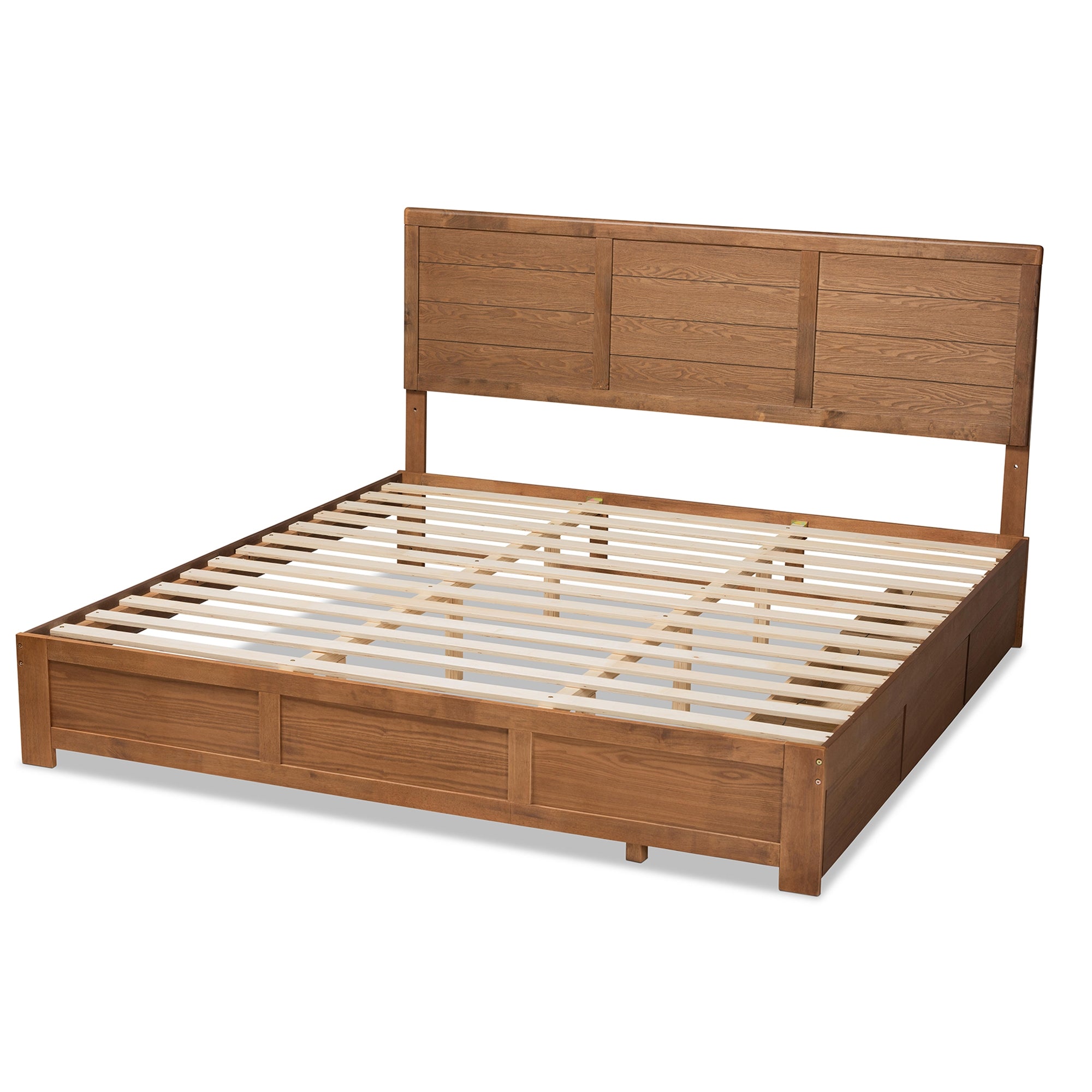 Baxton Studio Lisa Modern and Contemporary Transitional Ash Walnut Brown Finished Wood King Size 3-Drawer Platform Storage Bed