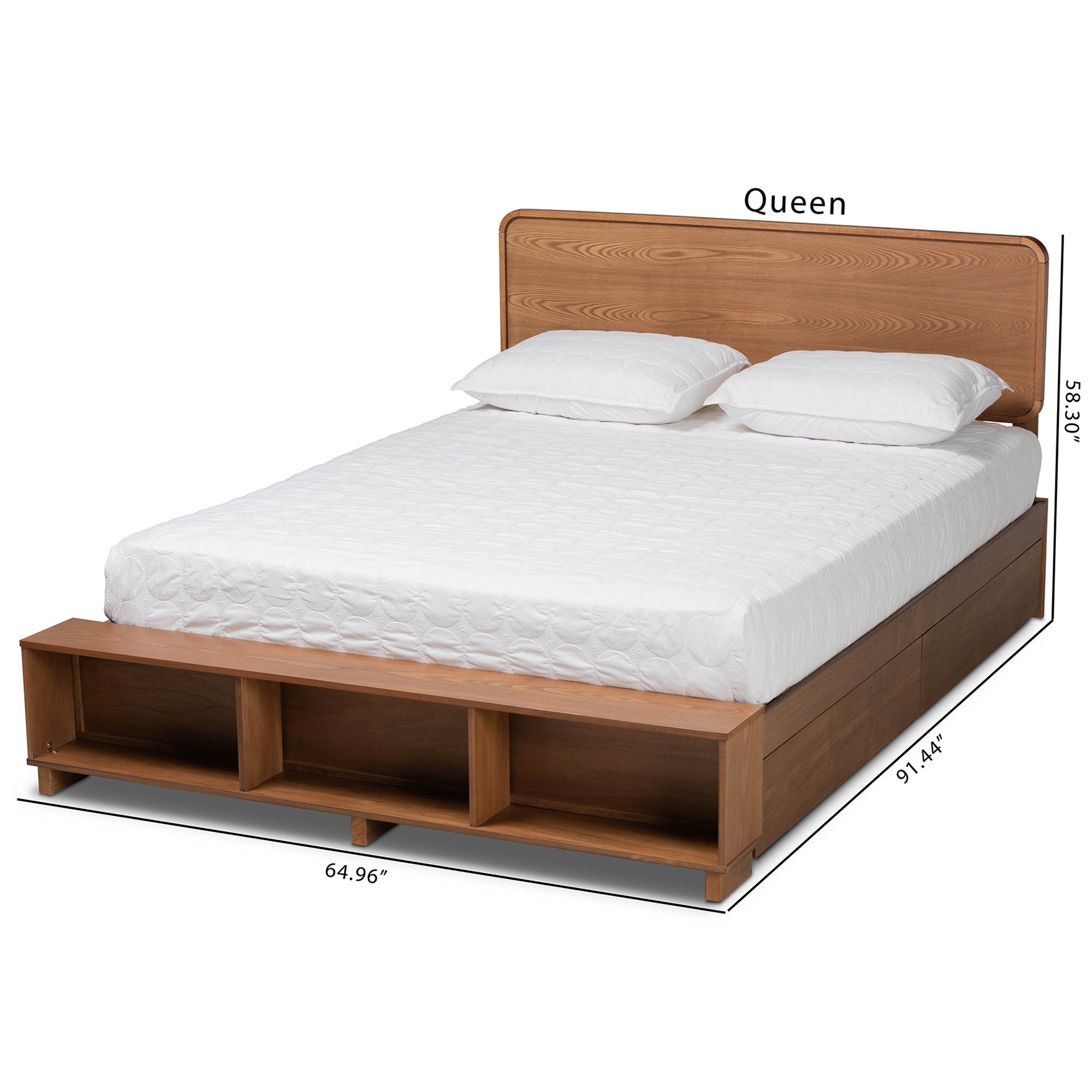 Baxton Studio Vita Modern Transitional Ash Walnut Brown Finished Wood 4-Drawer Full Size Platform Storage Bed