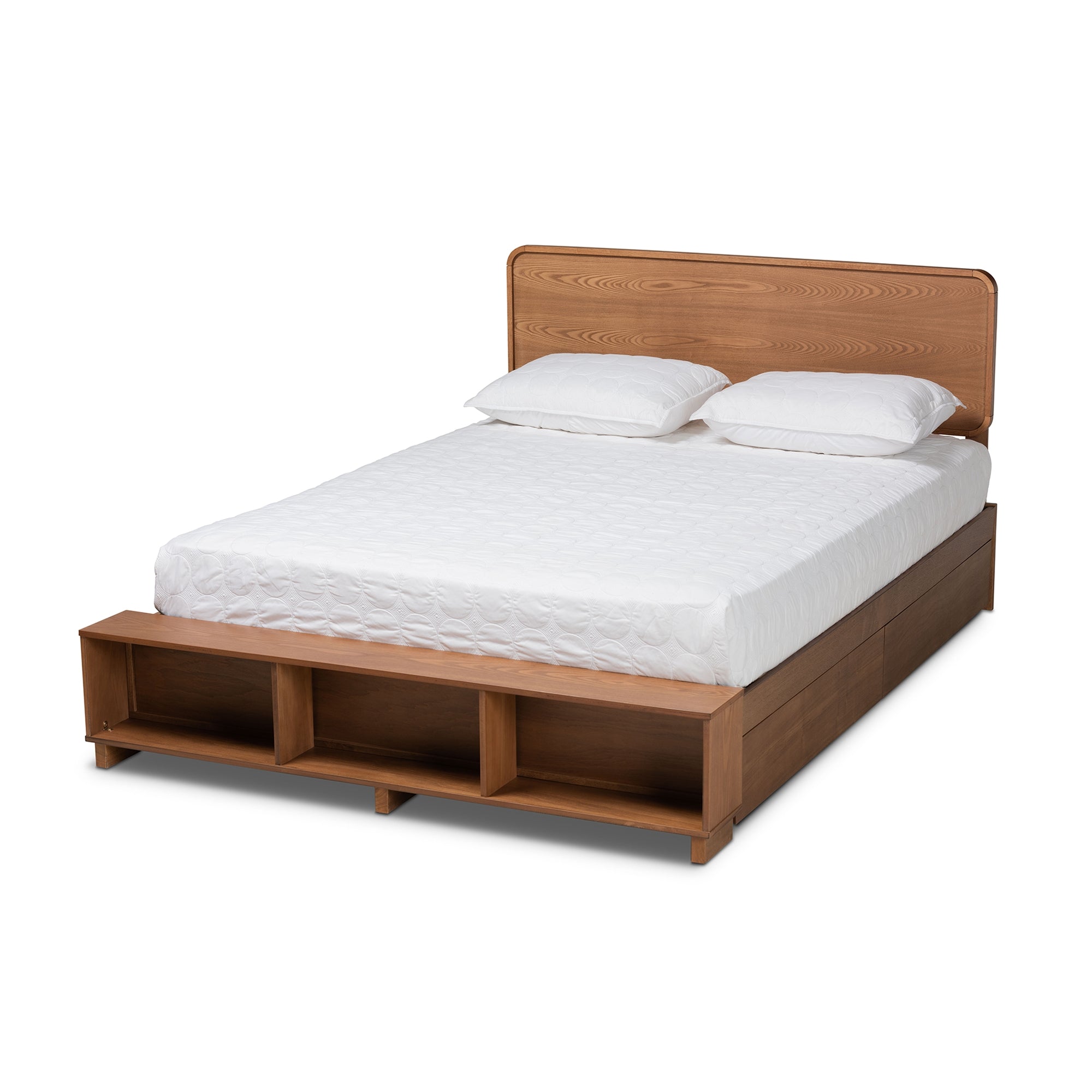Baxton Studio Vita Modern Transitional Ash Walnut Brown Finished Wood 4-Drawer Queen Size Platform Storage Bed