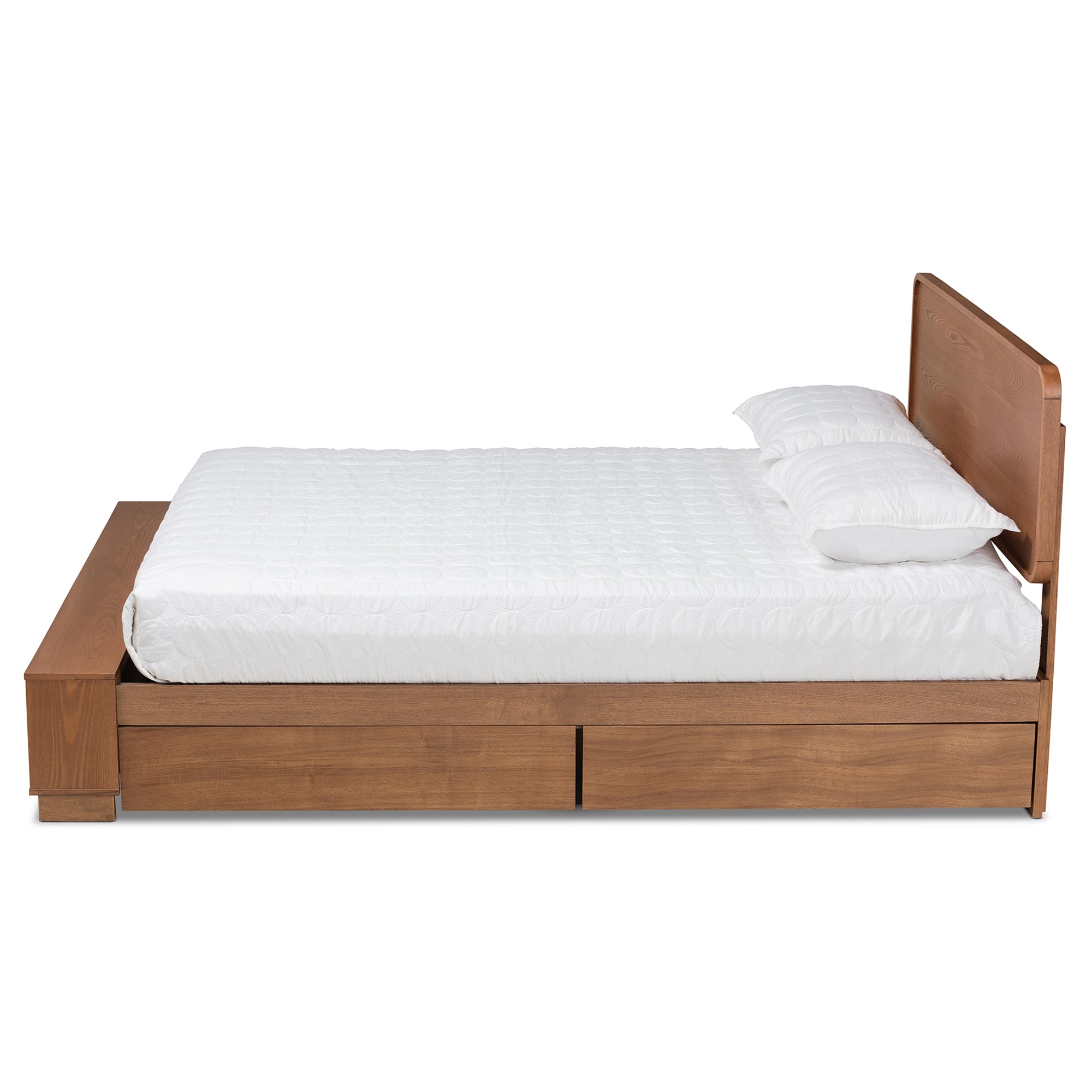 Baxton Studio Vita Modern Transitional Ash Walnut Brown Finished Wood 4-Drawer King Size Platform Storage Bed