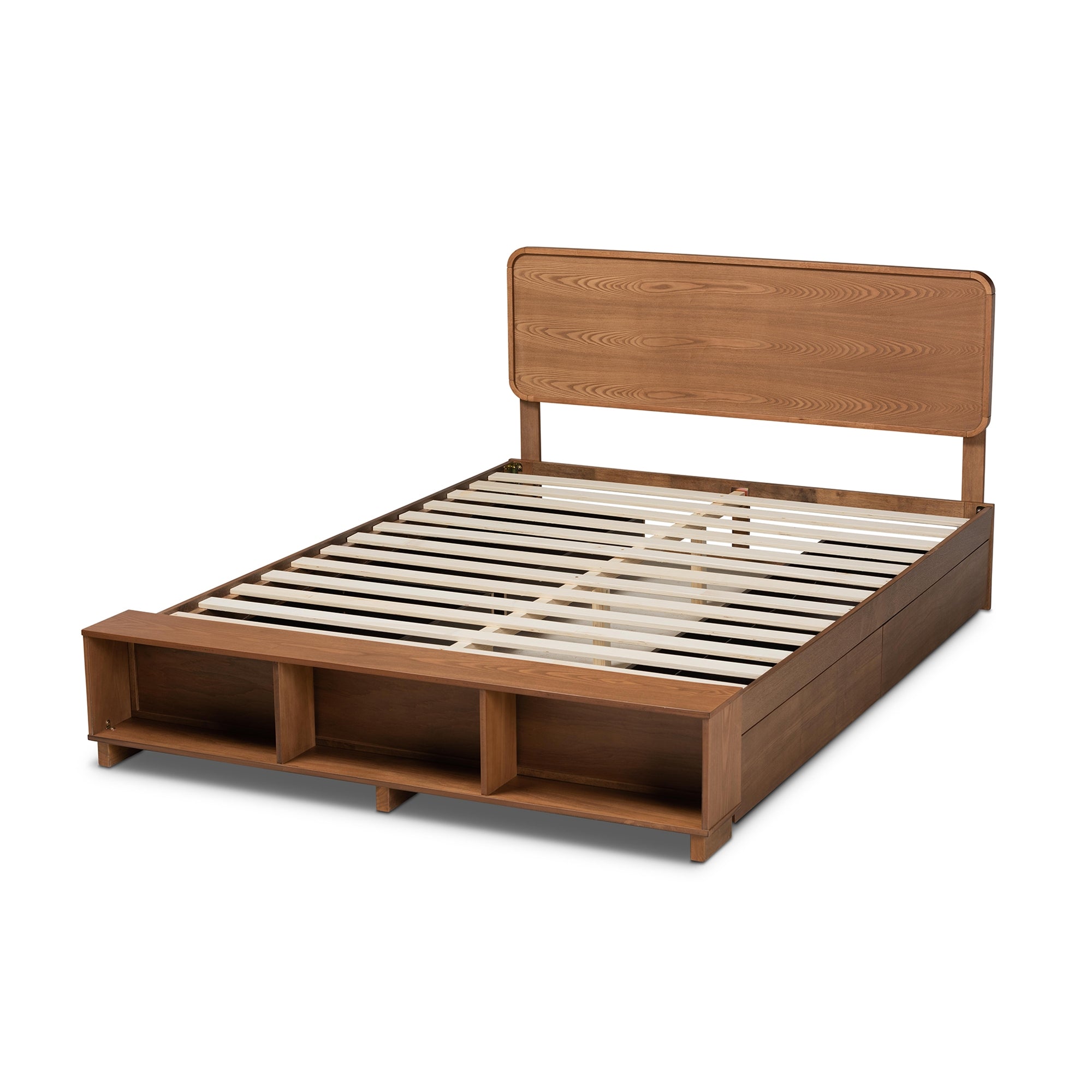 Baxton Studio Vita Modern Transitional Ash Walnut Brown Finished Wood 4-Drawer King Size Platform Storage Bed