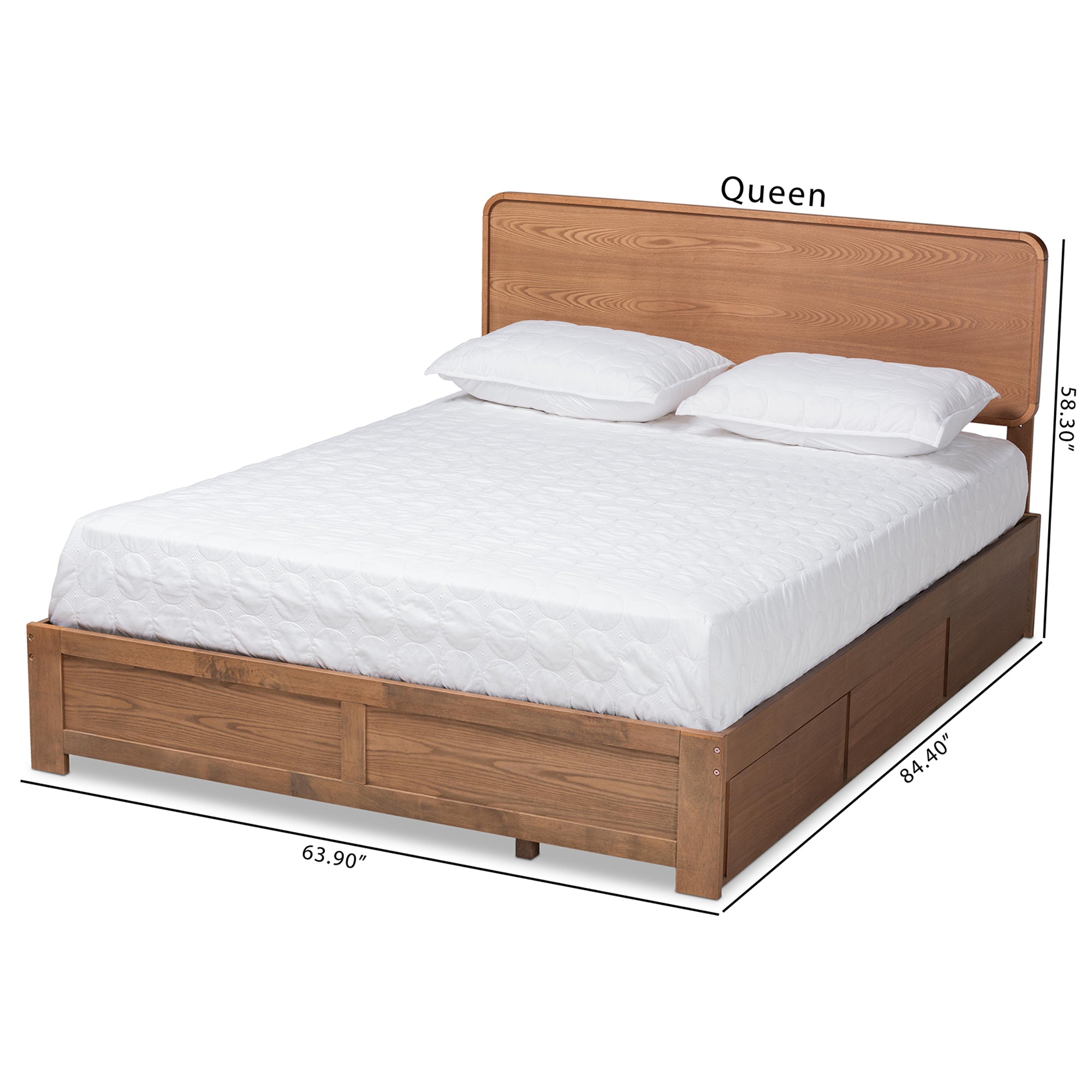 Baxton Studio Eleni Modern and Contemporary Transitional Ash Walnut Brown Finished Wood King Size 3-Drawer Platform Storage Bed