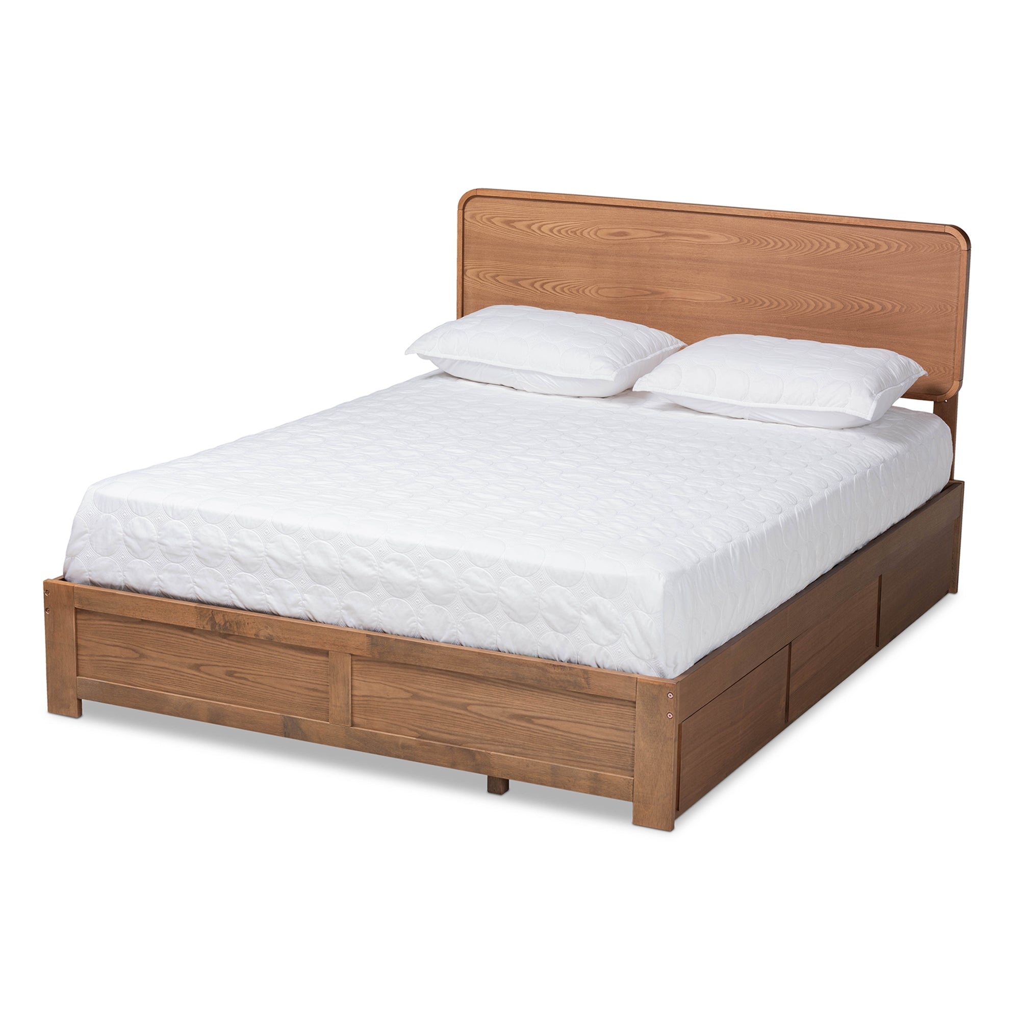 Baxton Studio Eleni Modern and Contemporary Transitional Ash Walnut Brown Finished Wood Queen Size 3-Drawer Platform Storage Bed