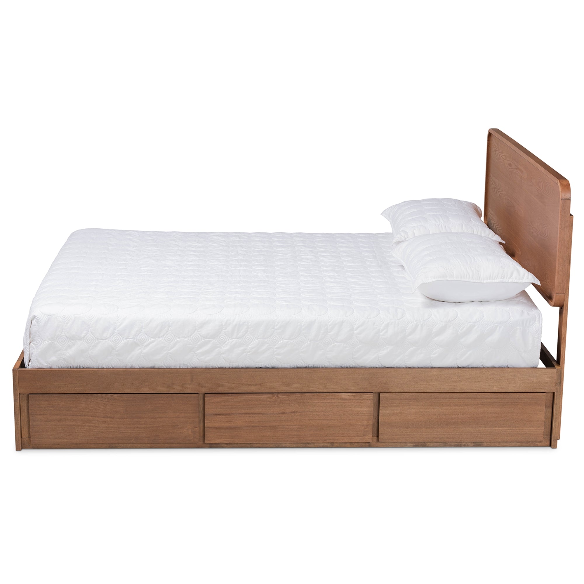 Baxton Studio Eleni Modern and Contemporary Transitional Ash Walnut Brown Finished Wood King Size 3-Drawer Platform Storage Bed