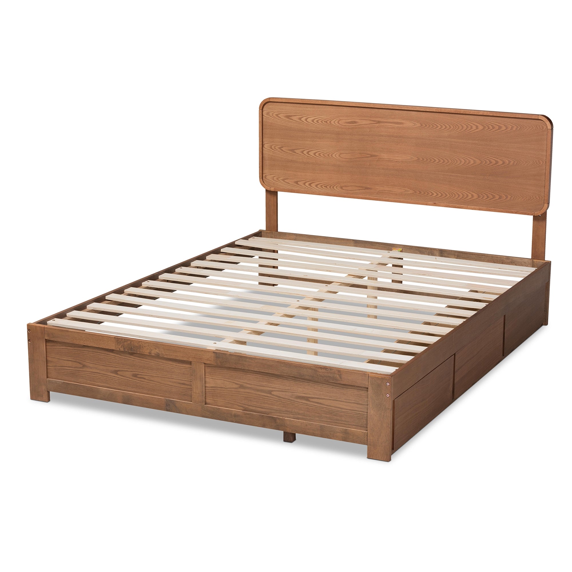 Baxton Studio Eleni Modern and Contemporary Transitional Ash Walnut Brown Finished Wood Queen Size 3-Drawer Platform Storage Bed