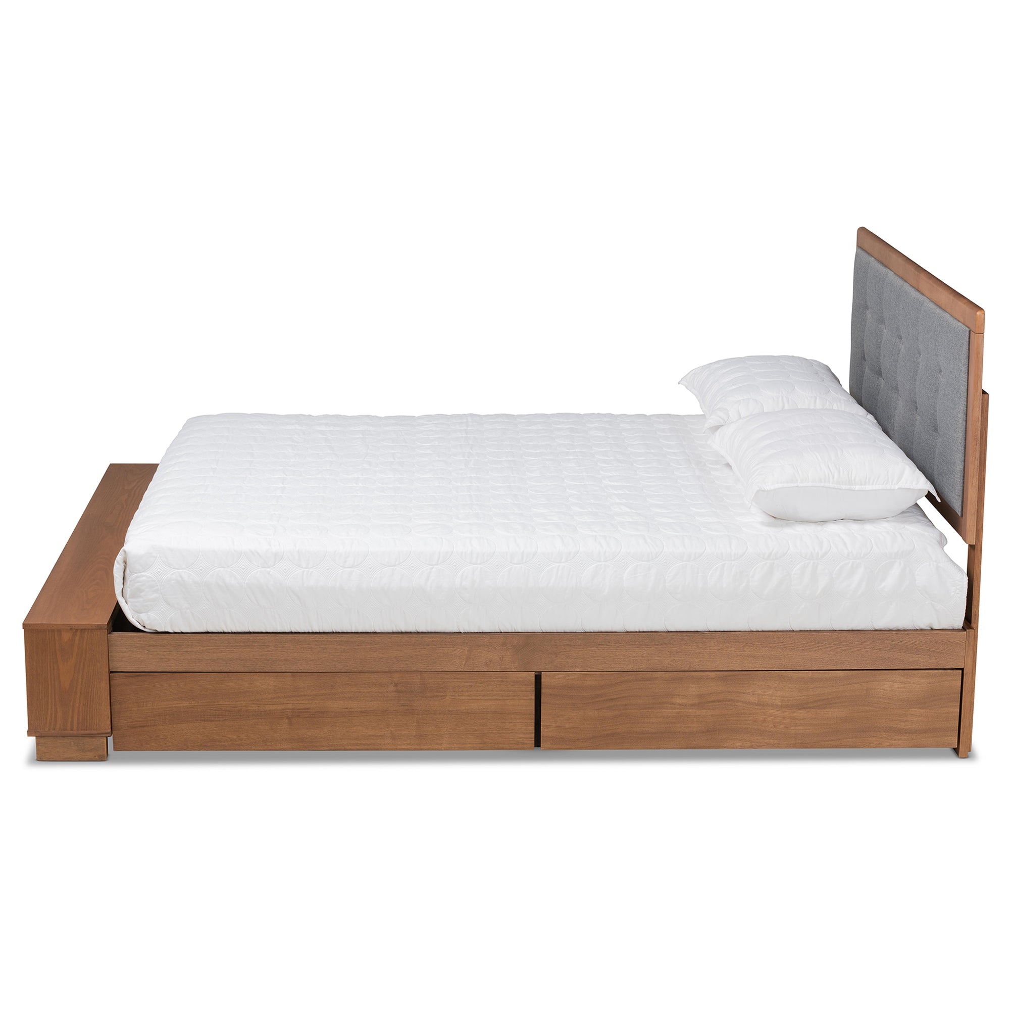 Baxton Studio Cosma Modern Transitional Ash Walnut Brown Finished Wood 4-Drawer Full Size Platform Storage Bed