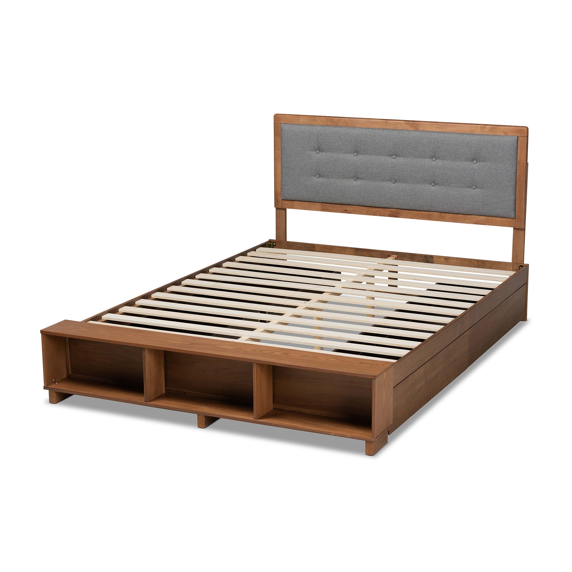 Baxton Studio Cosma Modern Transitional Ash Walnut Brown Finished Wood 4-Drawer King Size Platform Storage Bed