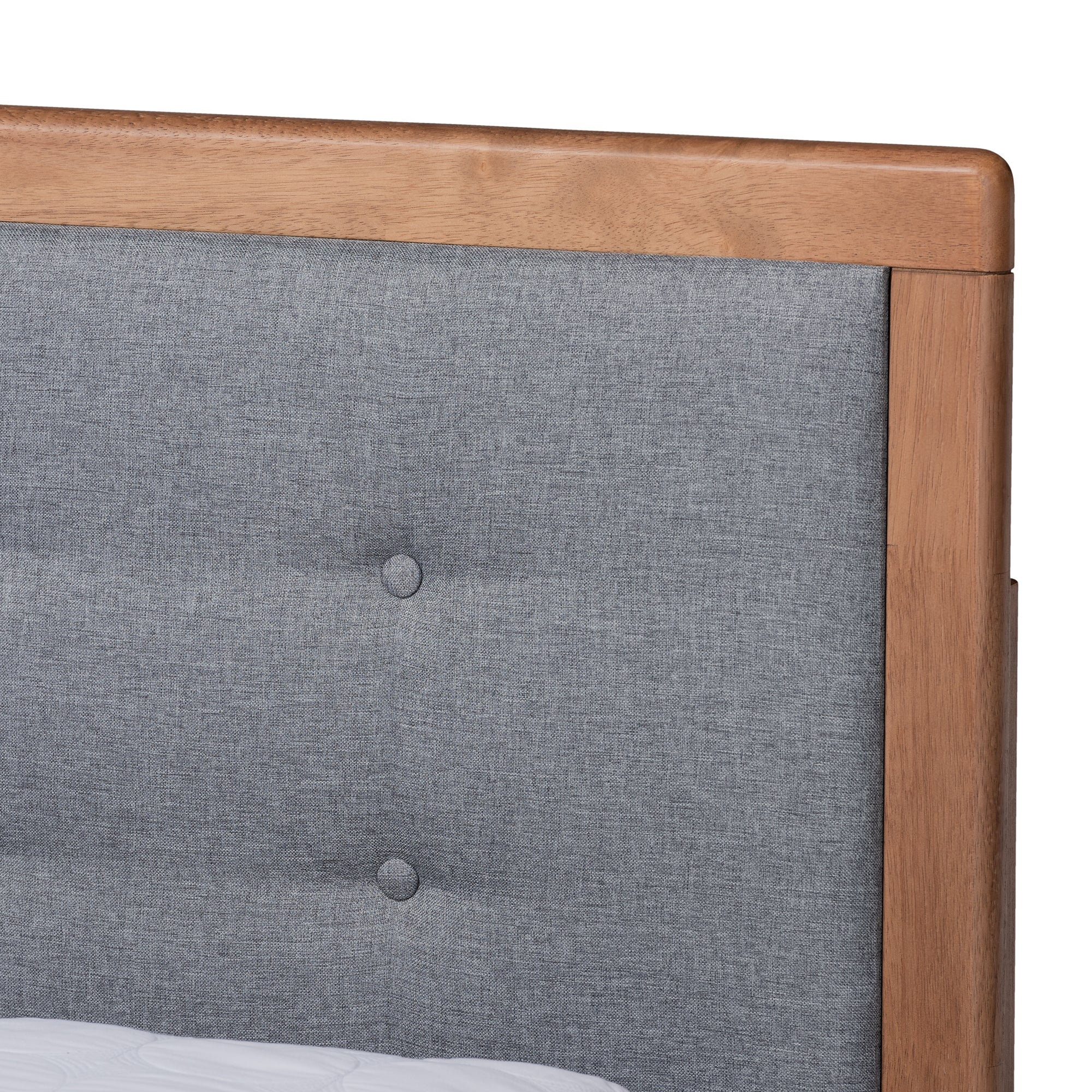 Baxton Studio Lene Modern and Contemporary Transitional Dark Grey Fabric Upholstered and Ash Walnut Brown Finished Wood Queen Size 3-Drawer Platform Storage Bed
