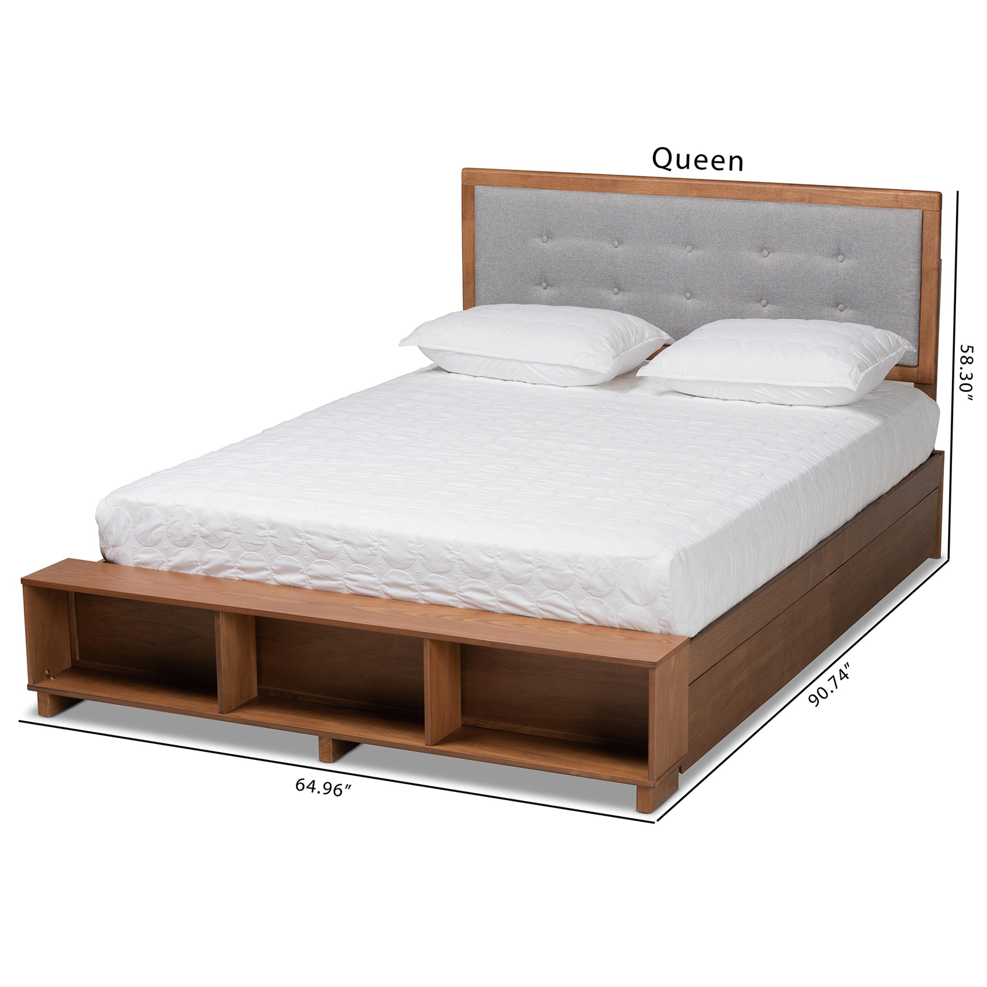 Baxton Studio Cosma Modern Transitional Ash Walnut Brown Finished Wood 4-Drawer Full Size Platform Storage Bed
