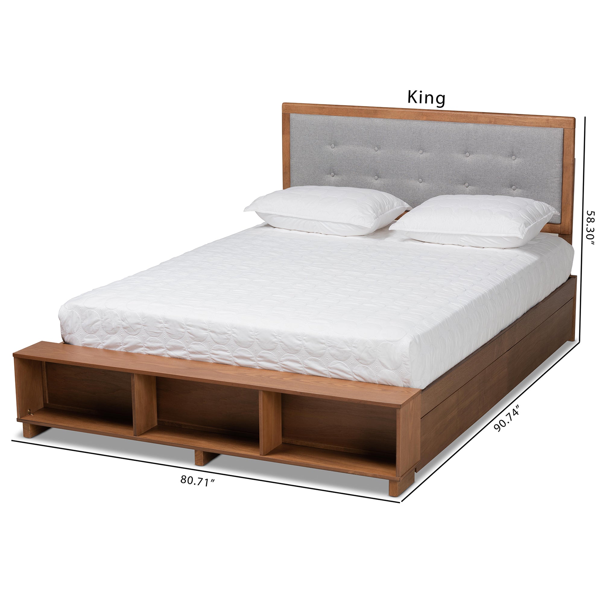 Baxton Studio Cosma Modern Transitional Ash Walnut Brown Finished Wood 4-Drawer Full Size Platform Storage Bed