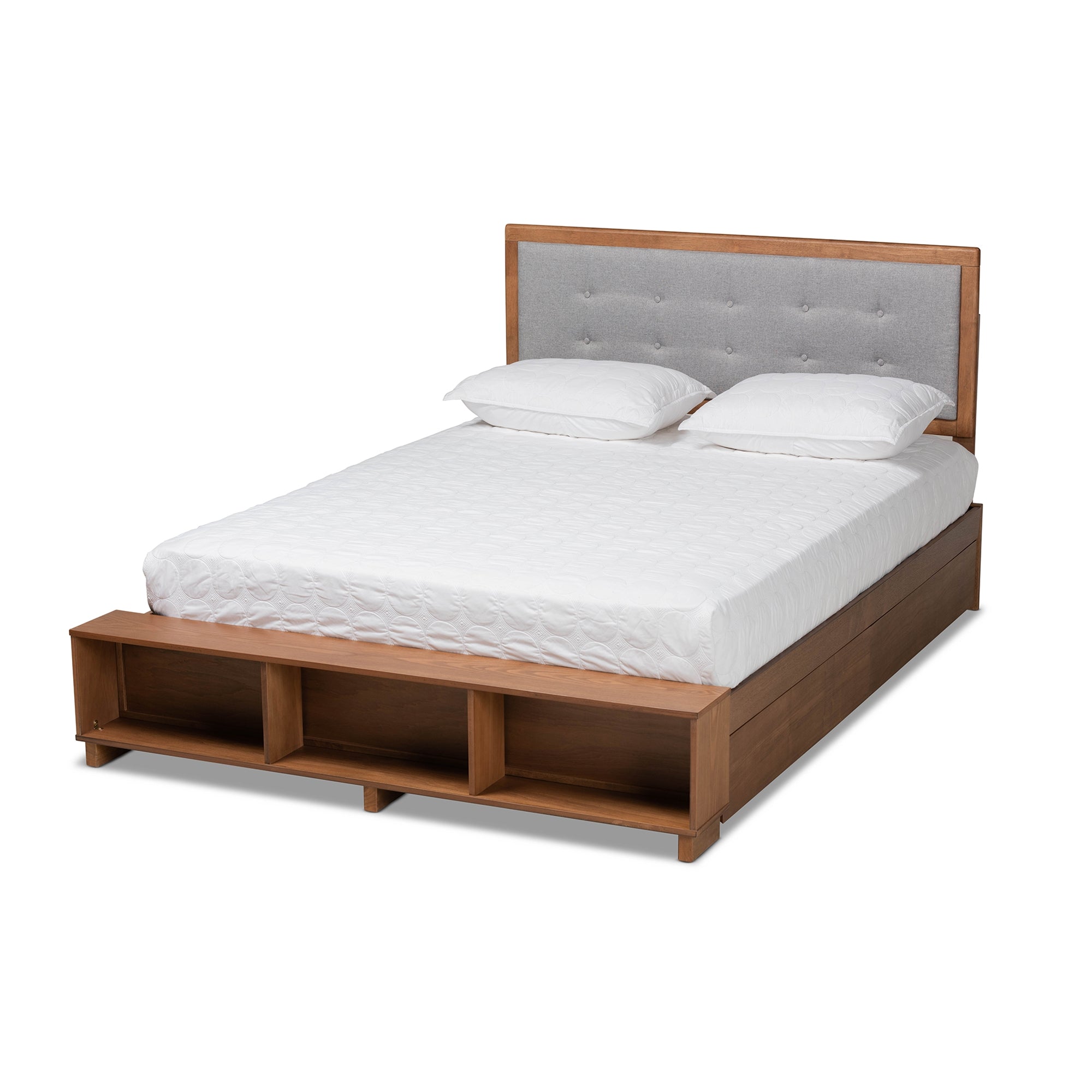 Baxton Studio Cosma Modern Transitional Ash Walnut Brown Finished Wood 4-Drawer King Size Platform Storage Bed