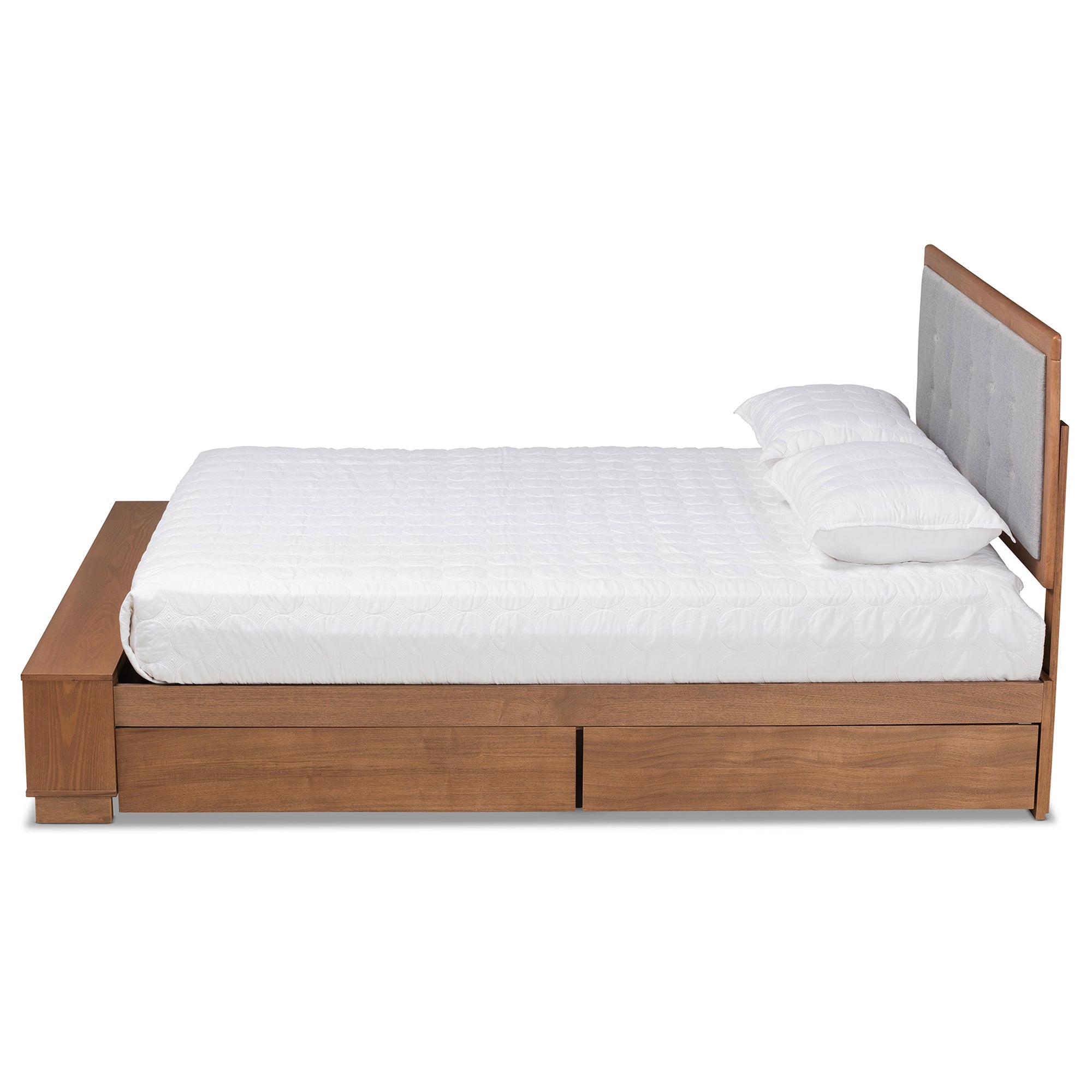 Baxton Studio Cosma Modern Transitional Ash Walnut Brown Finished Wood 4-Drawer King Size Platform Storage Bed