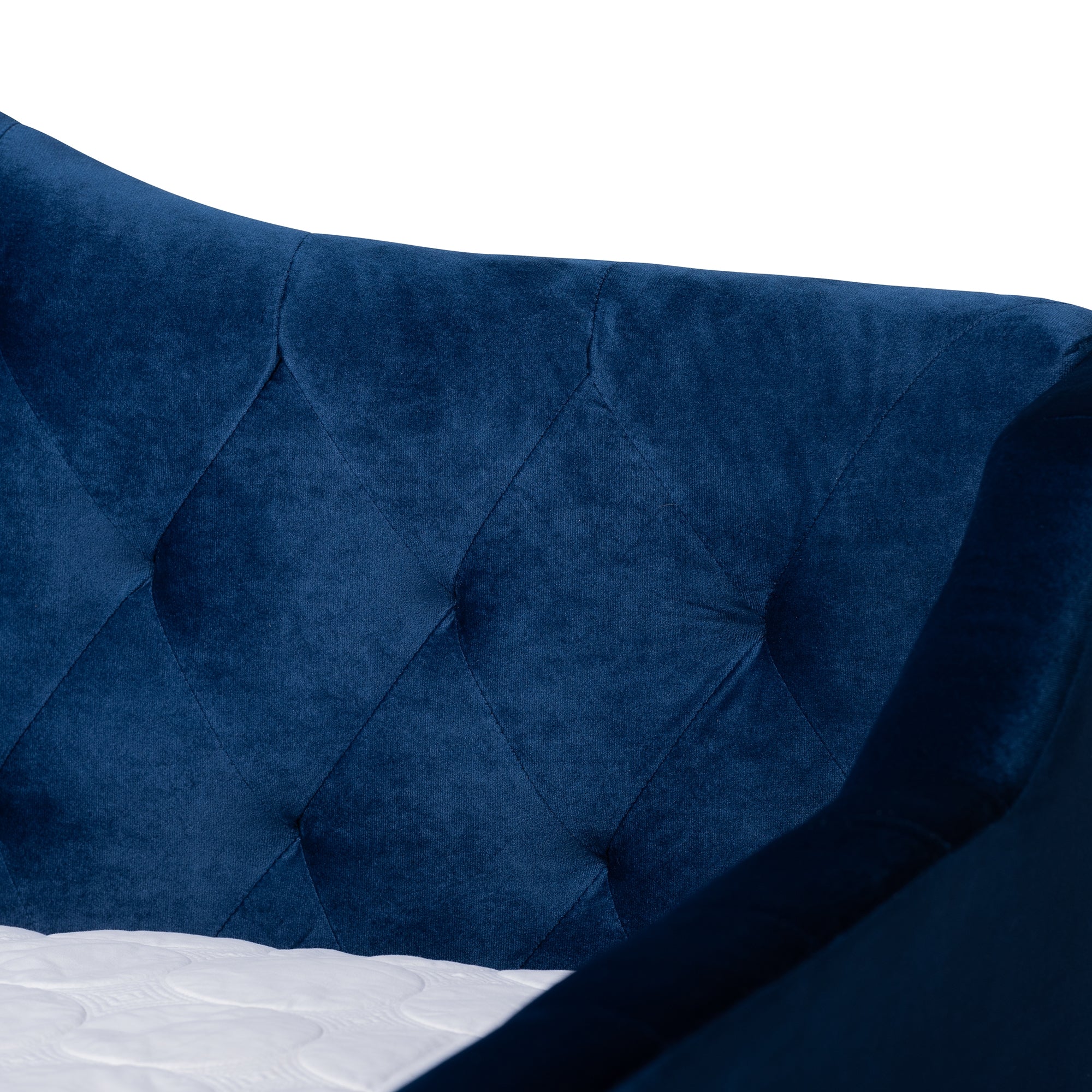 Baxton Studio Perry Modern and Contemporary Navy Blue Velvet Fabric Upholstered and Button Tufted Full Size Daybed with Trundle