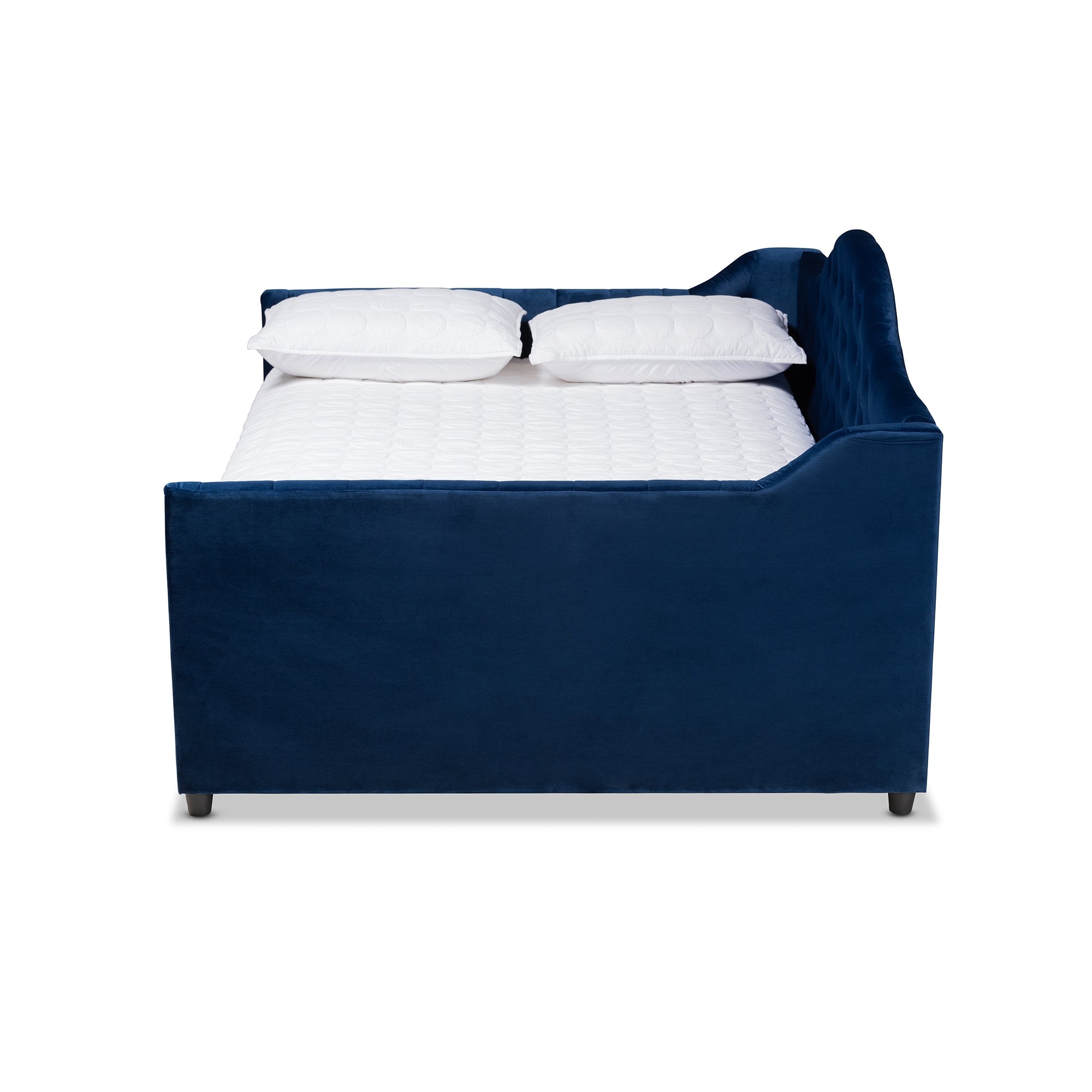 Baxton Studio Perry Modern and Contemporary Navy Blue Velvet Fabric Upholstered and Button Tufted Full Size Daybed