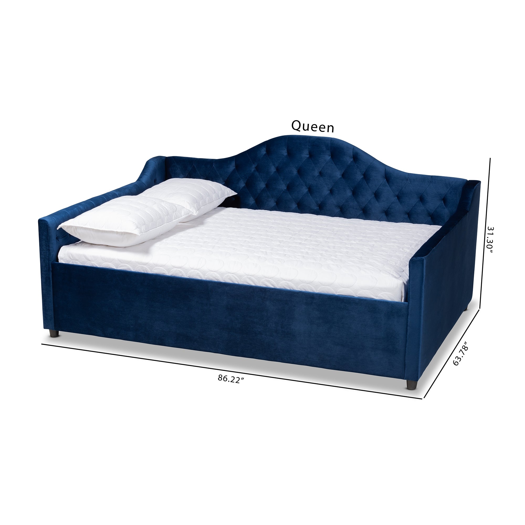 Baxton Studio Perry Modern and Contemporary Navy Blue Velvet Fabric Upholstered and Button Tufted Full Size Daybed