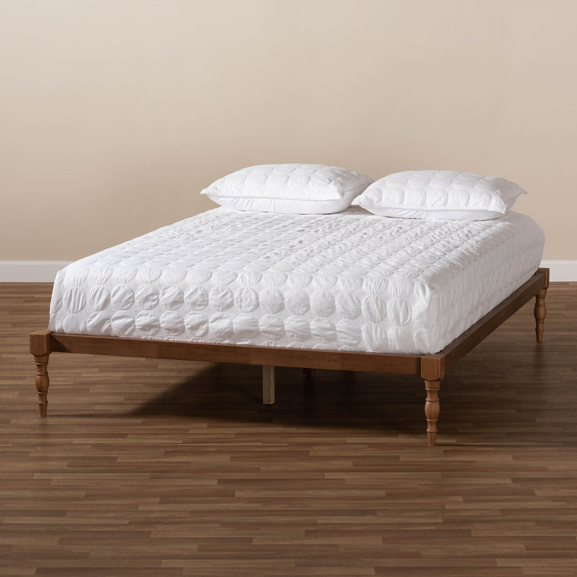 Baxton Studio Iseline Modern and Contemporary Walnut Brown Finished Wood Queen Size Platform Bed Frame