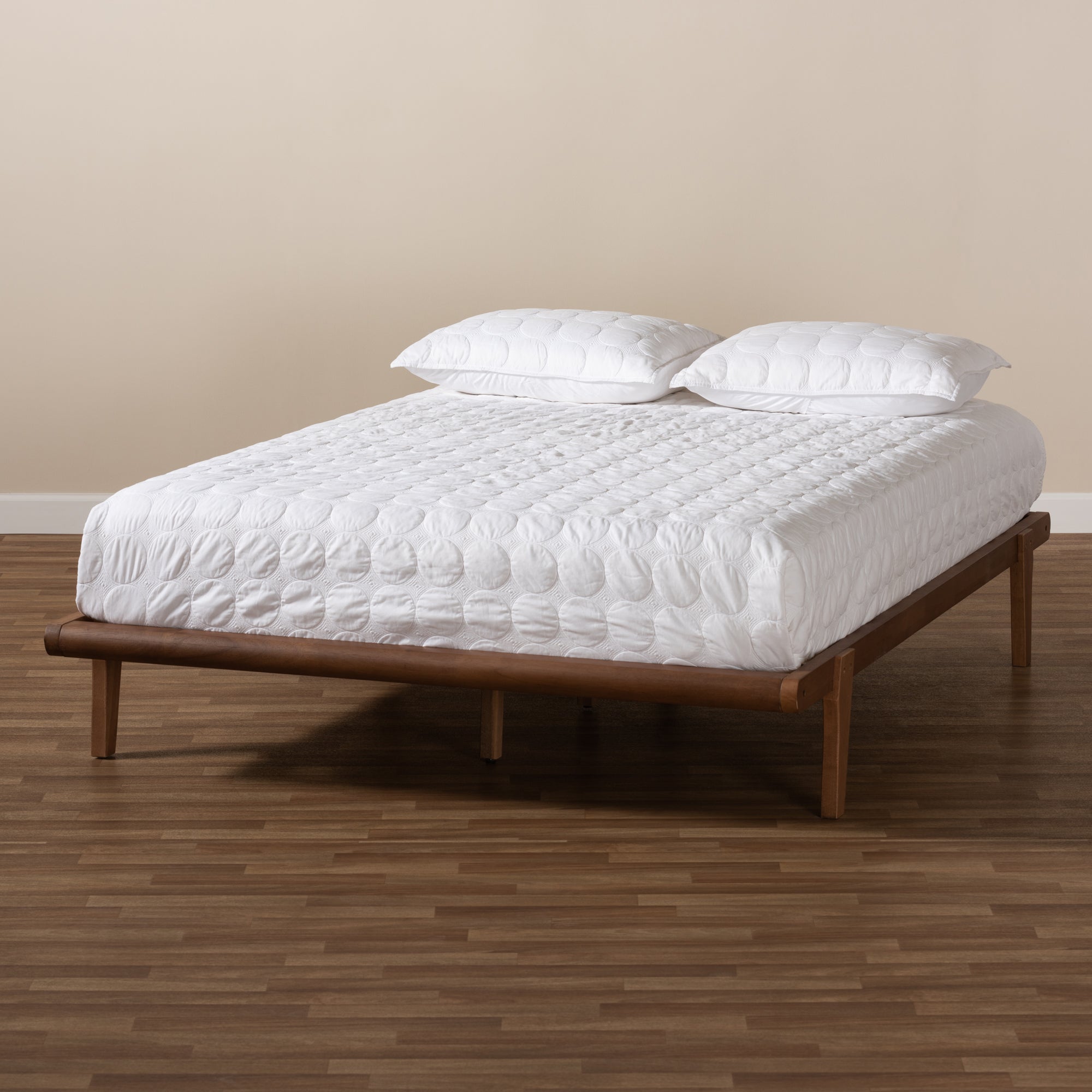 Baxton Studio Kaia Mid-Century Modern Walnut Brown Finished Wood Queen Size Platform Bed Frame
