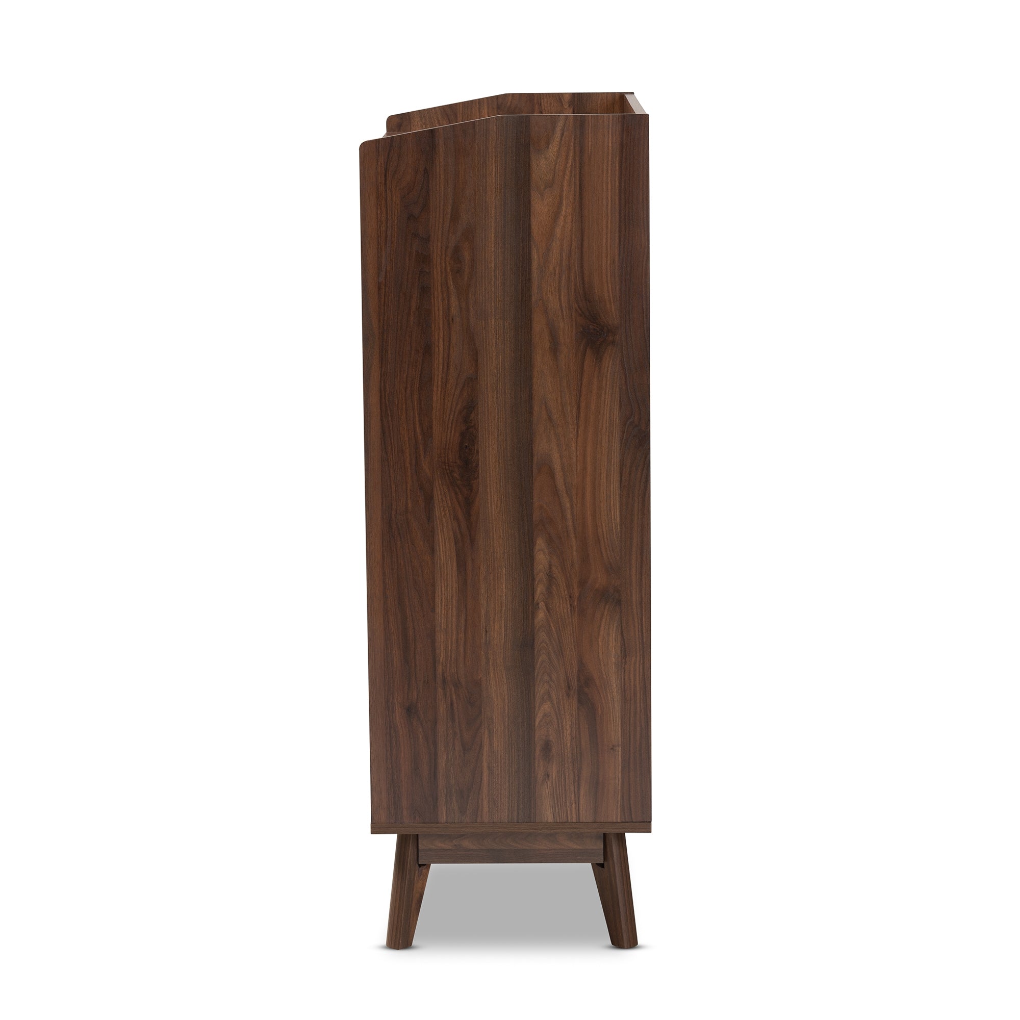 Baxton Studio Lena Mid-Century Modern Walnut Brown Finished 5-Drawer Wood Chest