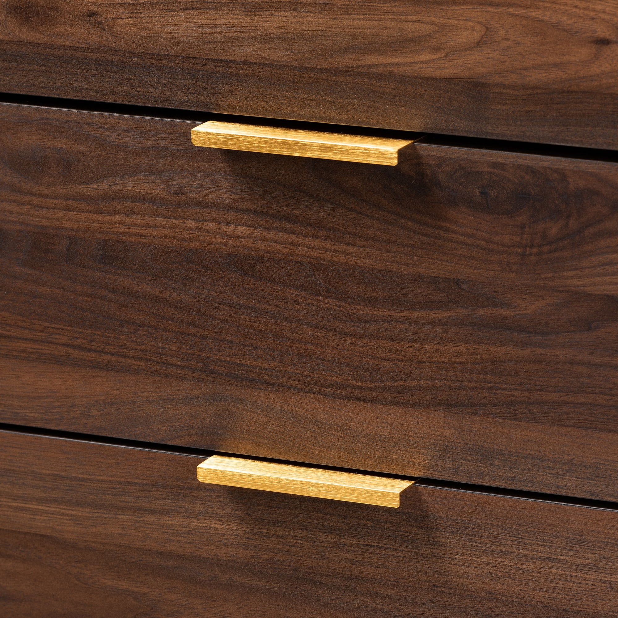 Baxton Studio Lena Mid-Century Modern Walnut Brown Finished 5-Drawer Wood Chest