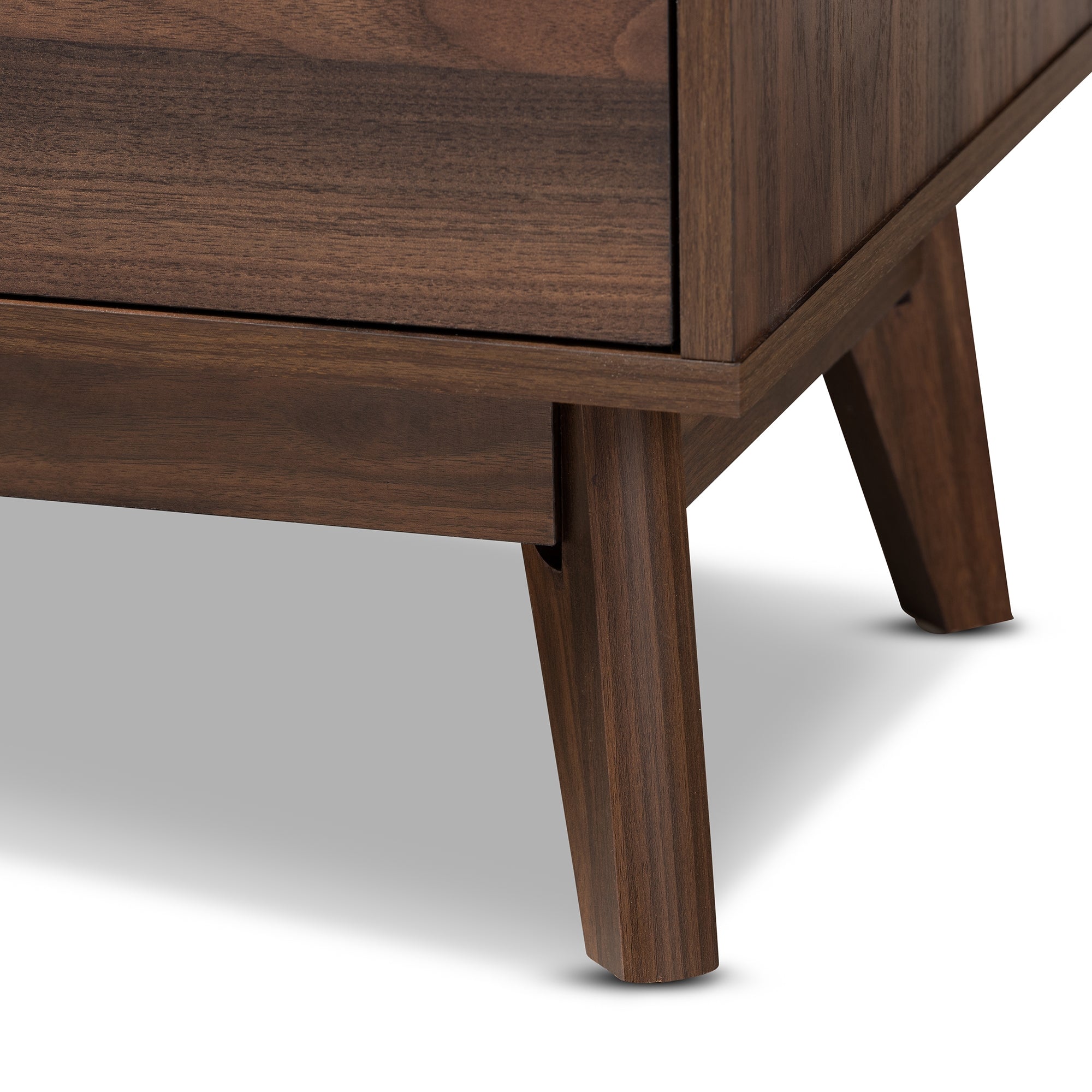 Baxton Studio Lena Mid-Century Modern Walnut Brown Finished 5-Drawer Wood Chest