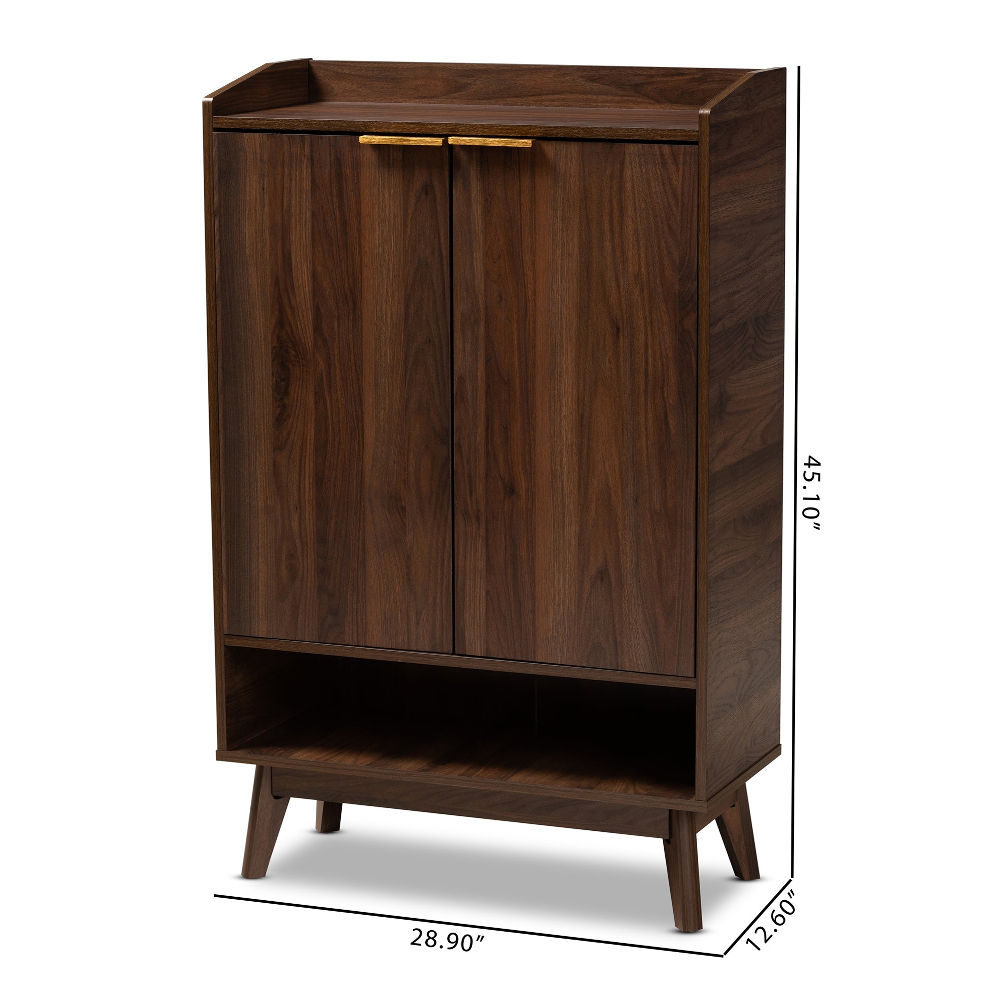 Baxton Studio Lena Mid-Century Modern Walnut Brown Finished 5-Shelf Wood Entryway Shoe Cabinet