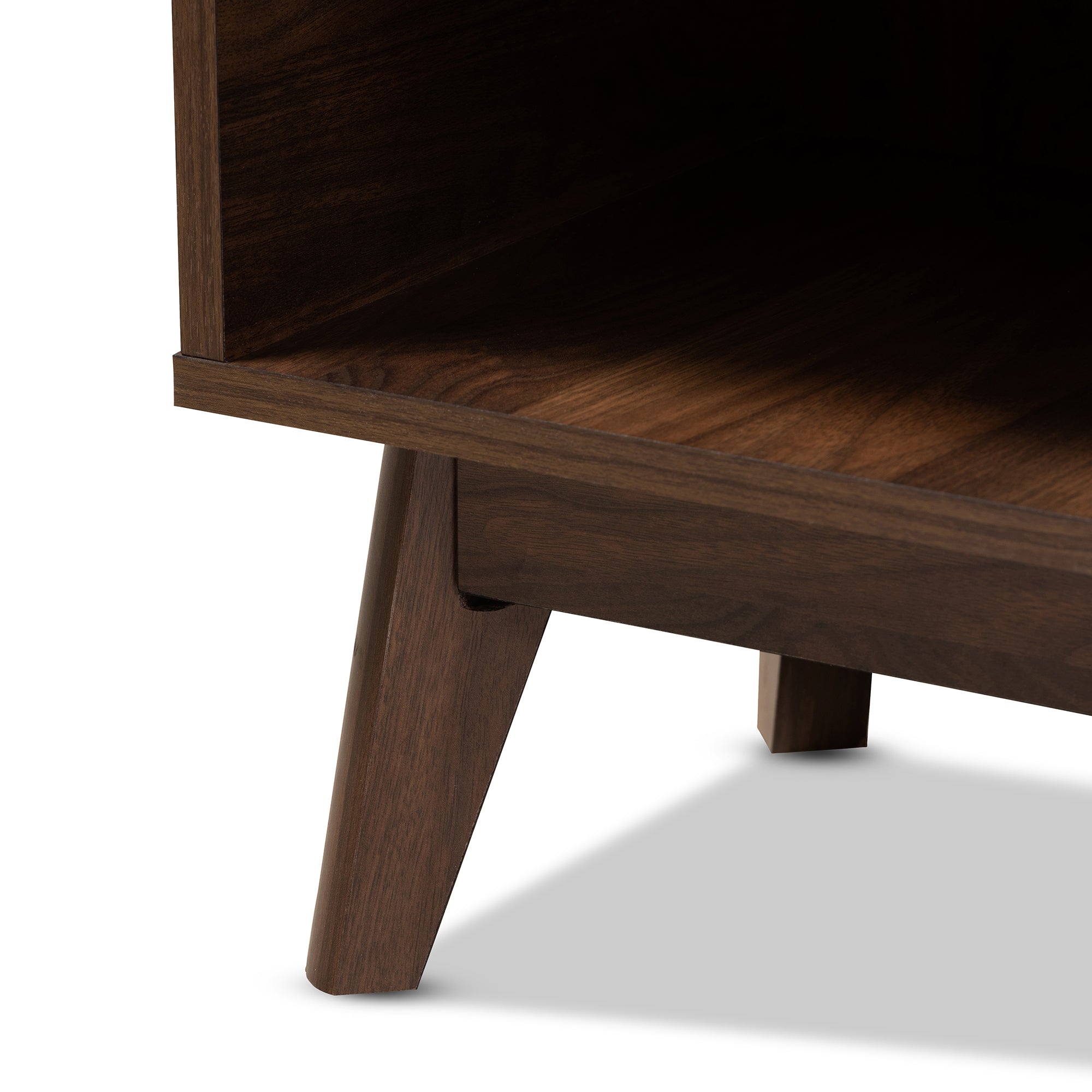 Baxton Studio Lena Mid-Century Modern Walnut Brown Finished 5-Shelf Wood Entryway Shoe Cabinet