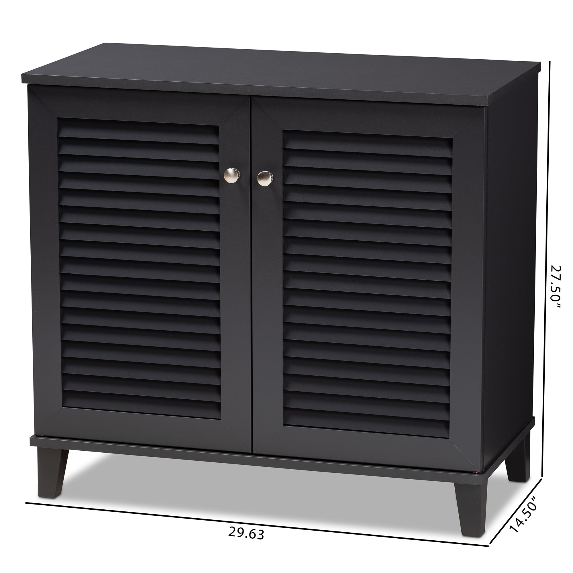 Baxton Studio Coolidge Modern and Contemporary Dark Grey Finished 4-Shelf Wood Shoe Storage Cabinet