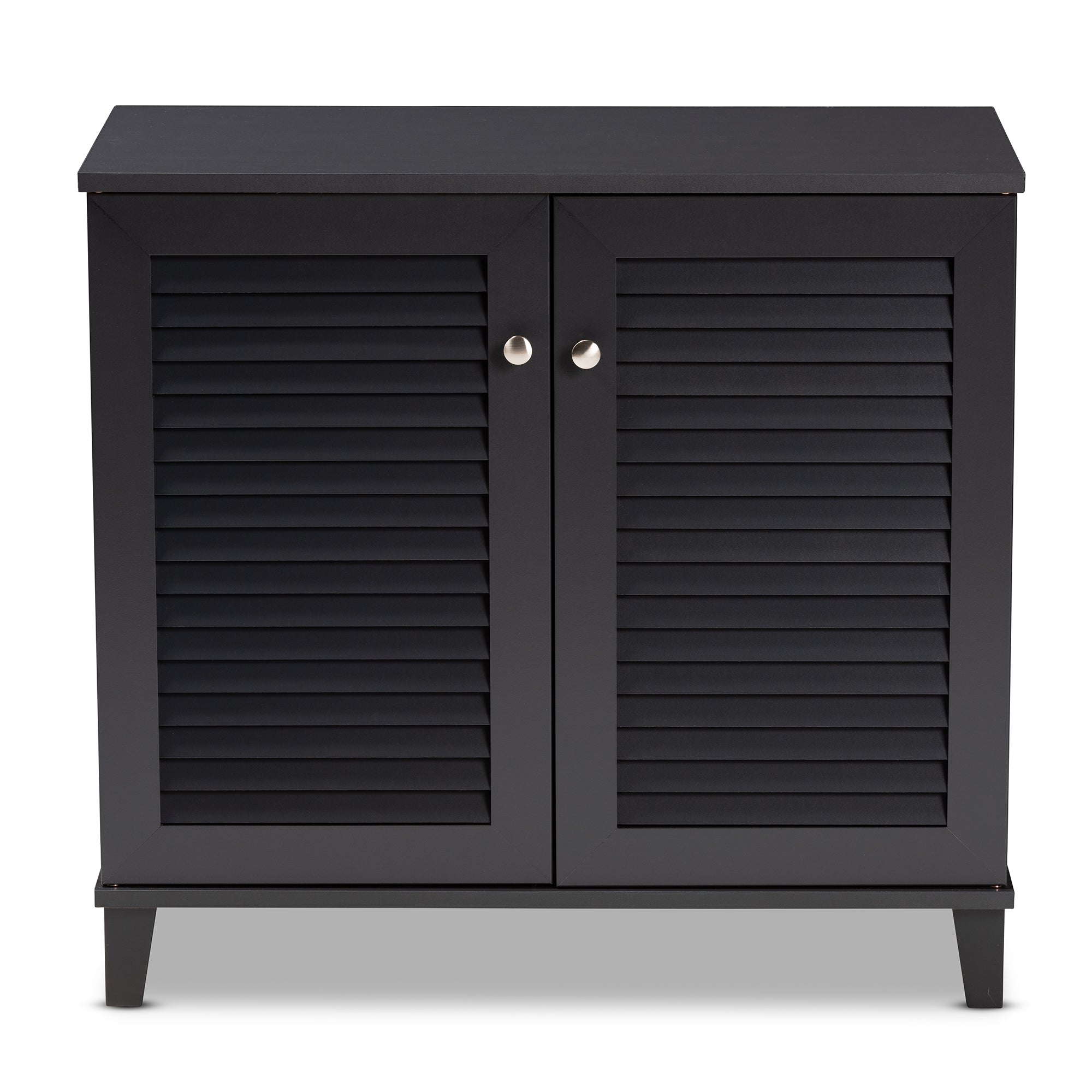 Baxton Studio Coolidge Modern and Contemporary Dark Grey Finished 4-Shelf Wood Shoe Storage Cabinet