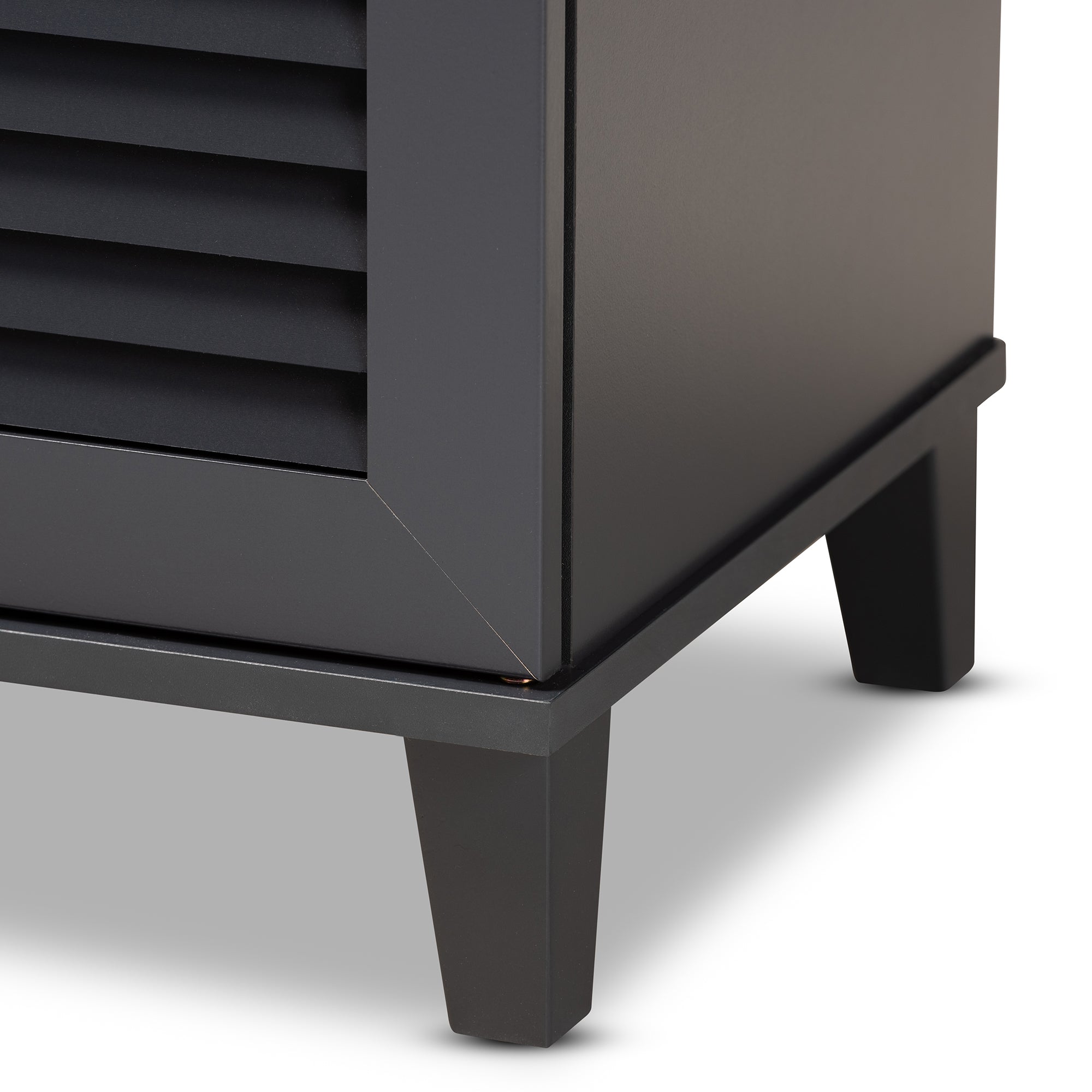 Baxton Studio Coolidge Modern and Contemporary Dark Grey Finished 4-Shelf Wood Shoe Storage Cabinet
