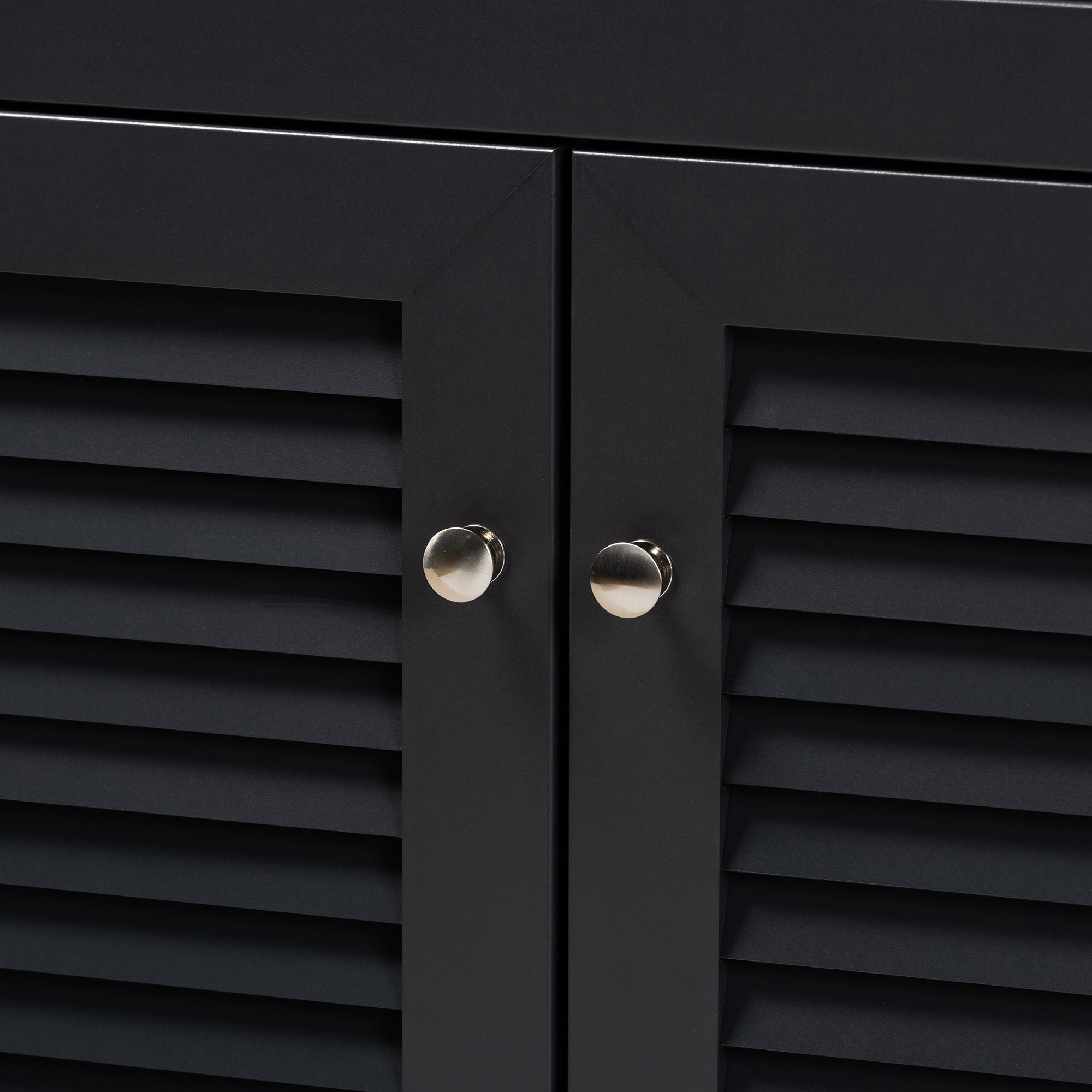 Baxton Studio Coolidge Modern and Contemporary Dark Grey Finished 4-Shelf Wood Shoe Storage Cabinet with Drawer