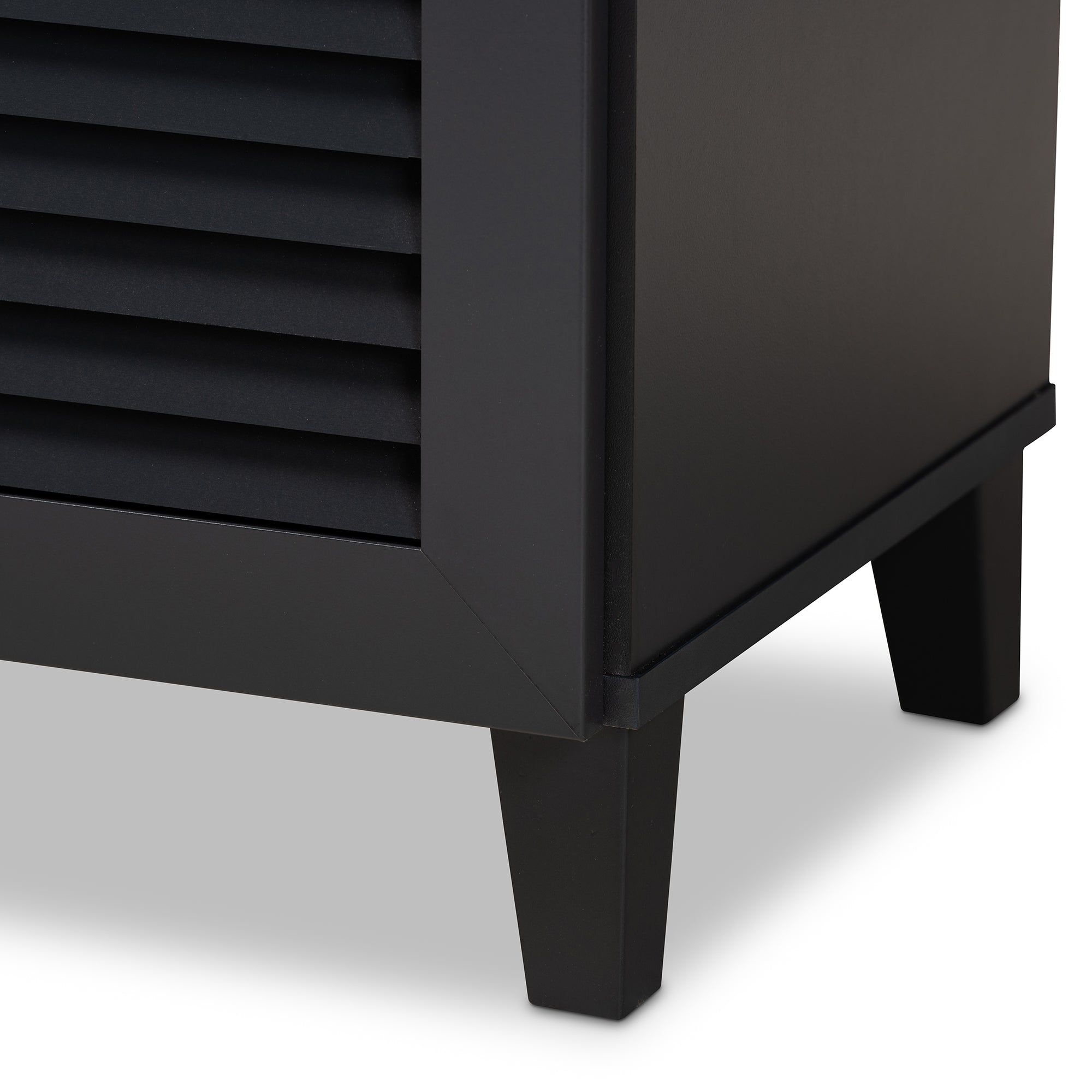 Baxton Studio Coolidge Modern and Contemporary Dark Grey Finished 4-Shelf Wood Shoe Storage Cabinet with Drawer