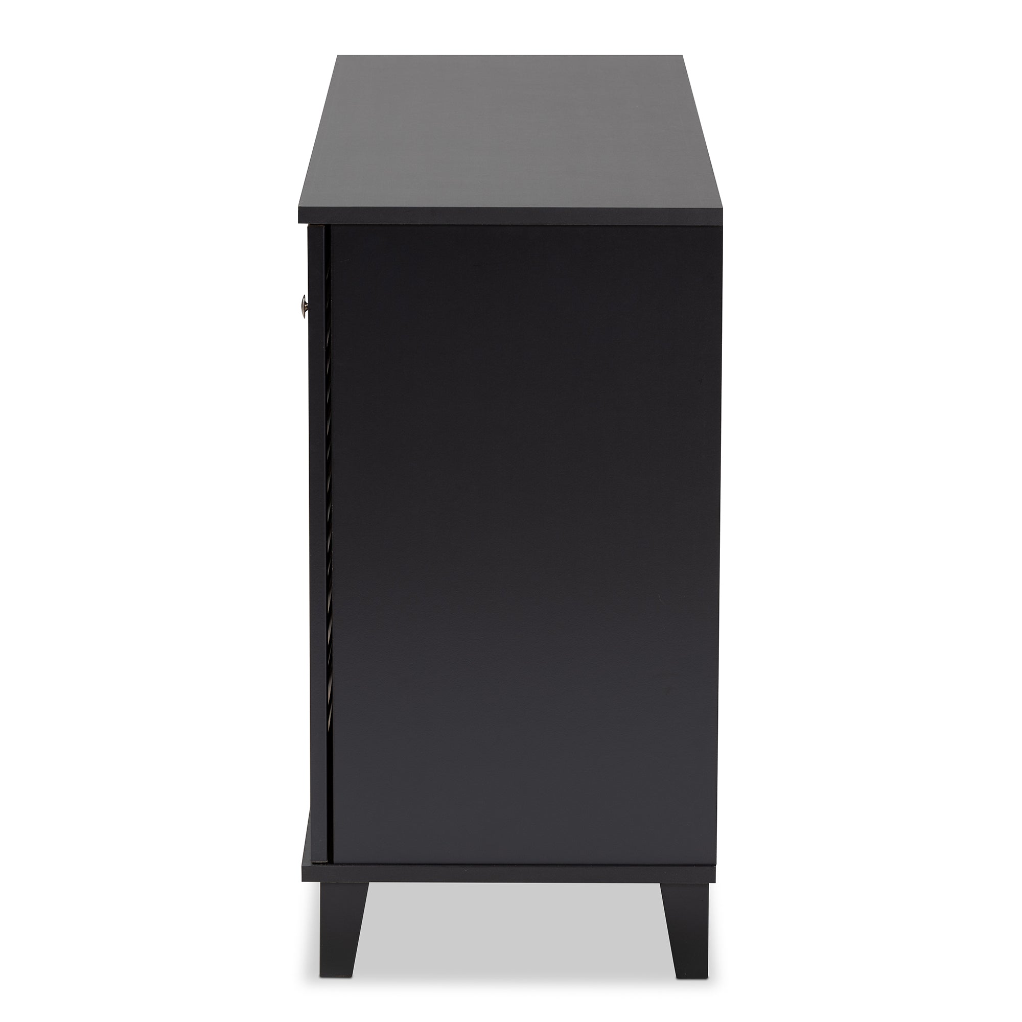 Baxton Studio Coolidge Modern and Contemporary Dark Grey Finished 8-Shelf Wood Shoe Storage Cabinet