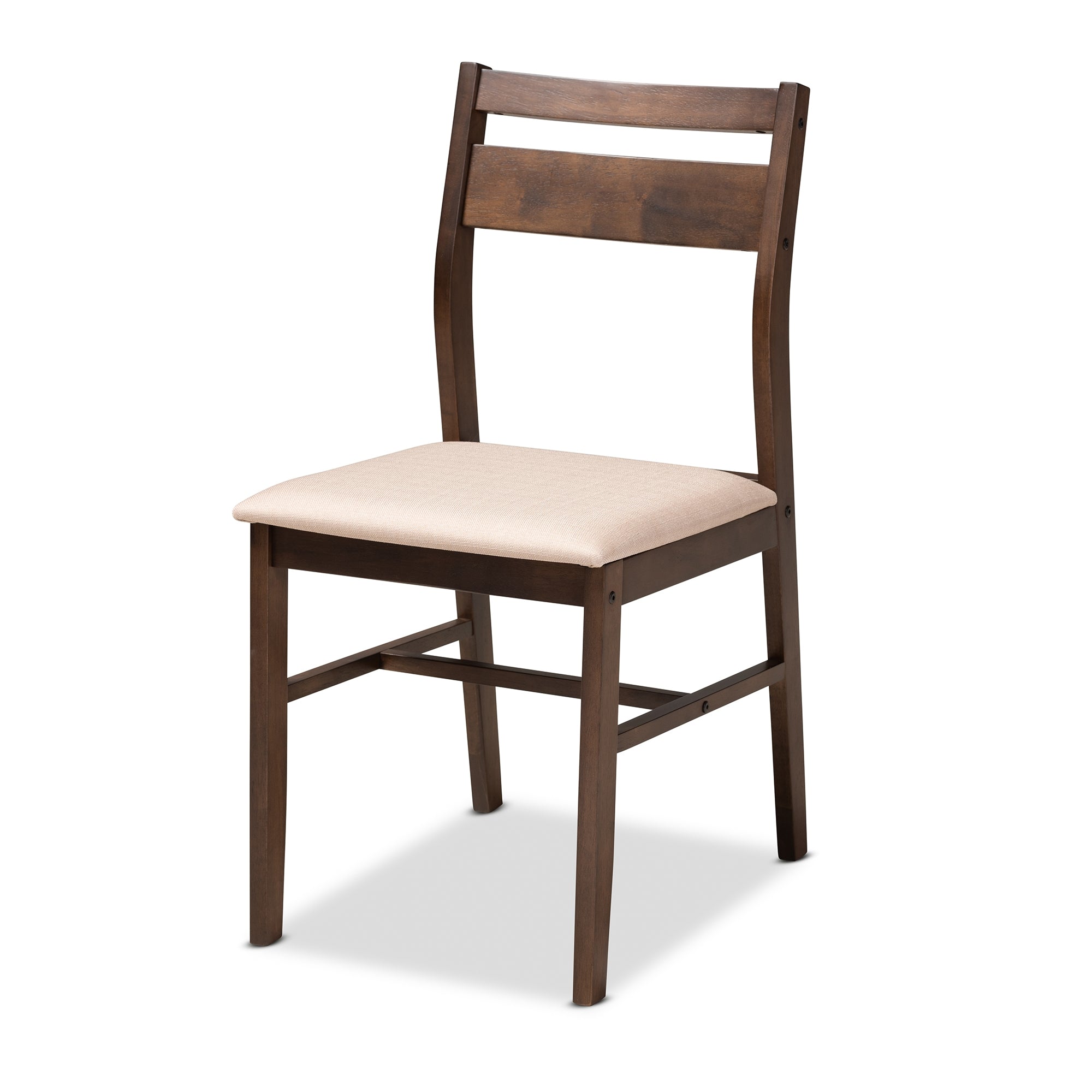 Baxton Studio Lovy Modern and Contemporary Beige Fabric Upholstered Dark Walnut-Finished 5-Piece Wood Dining Set
