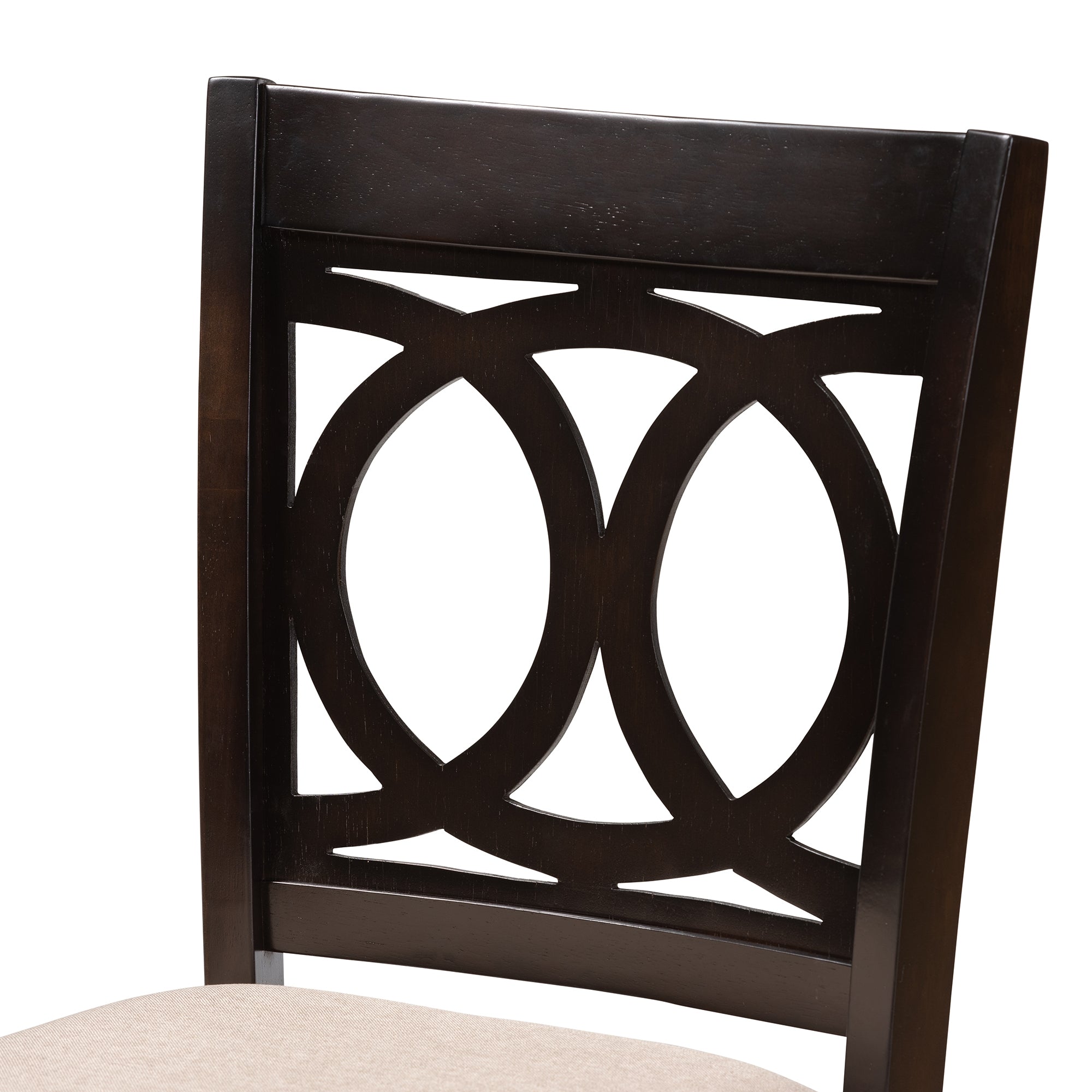 Baxton Studio Lenoir Modern and Contemporary Sand Fabric Upholstered Espresso Brown Finished Wood 2-Piece Counter Height Pub Chair Set