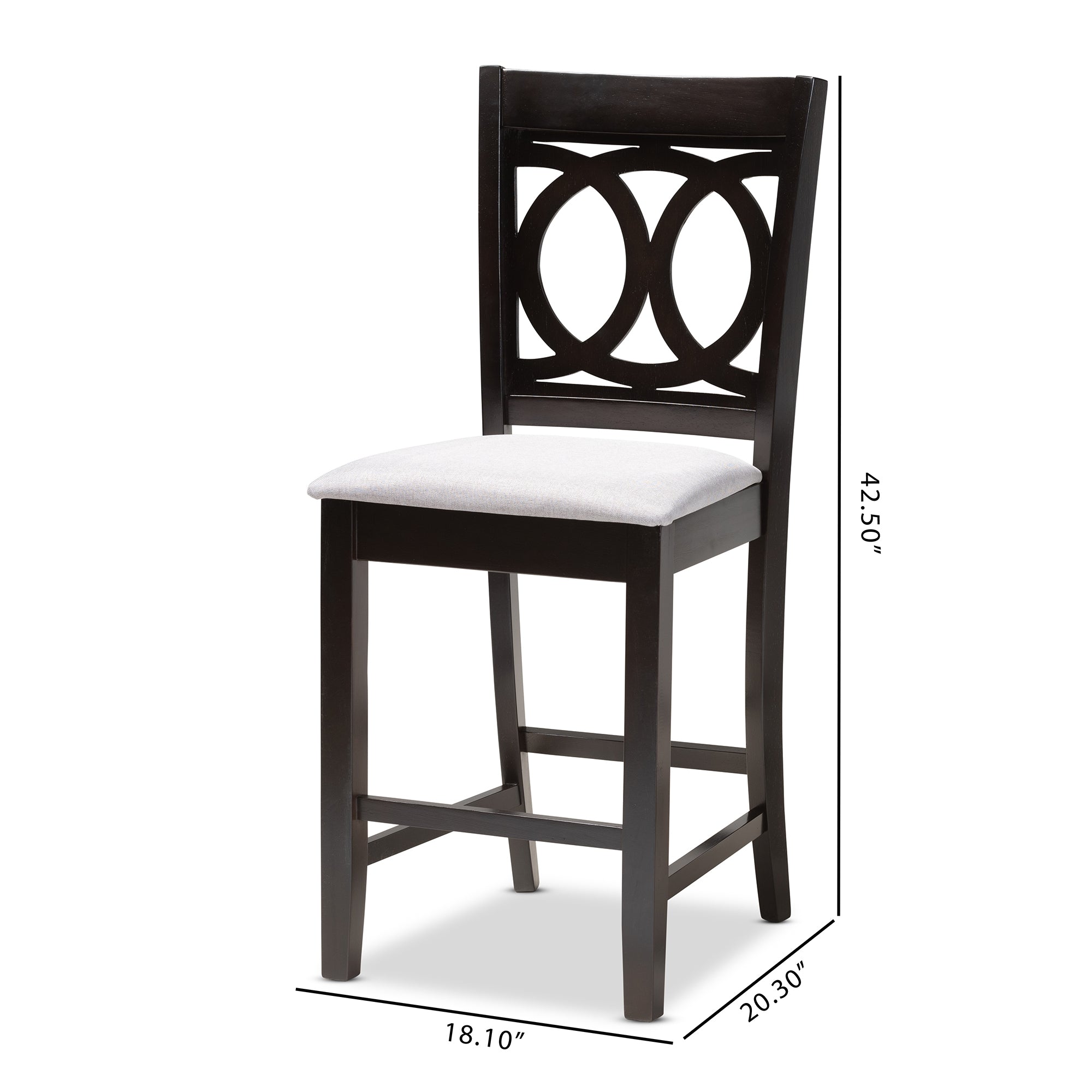 Baxton Studio Lenoir Modern and Contemporary Gray Fabric Upholstered Espresso Brown Finished Wood Counter Height Pub Chair Set of 2