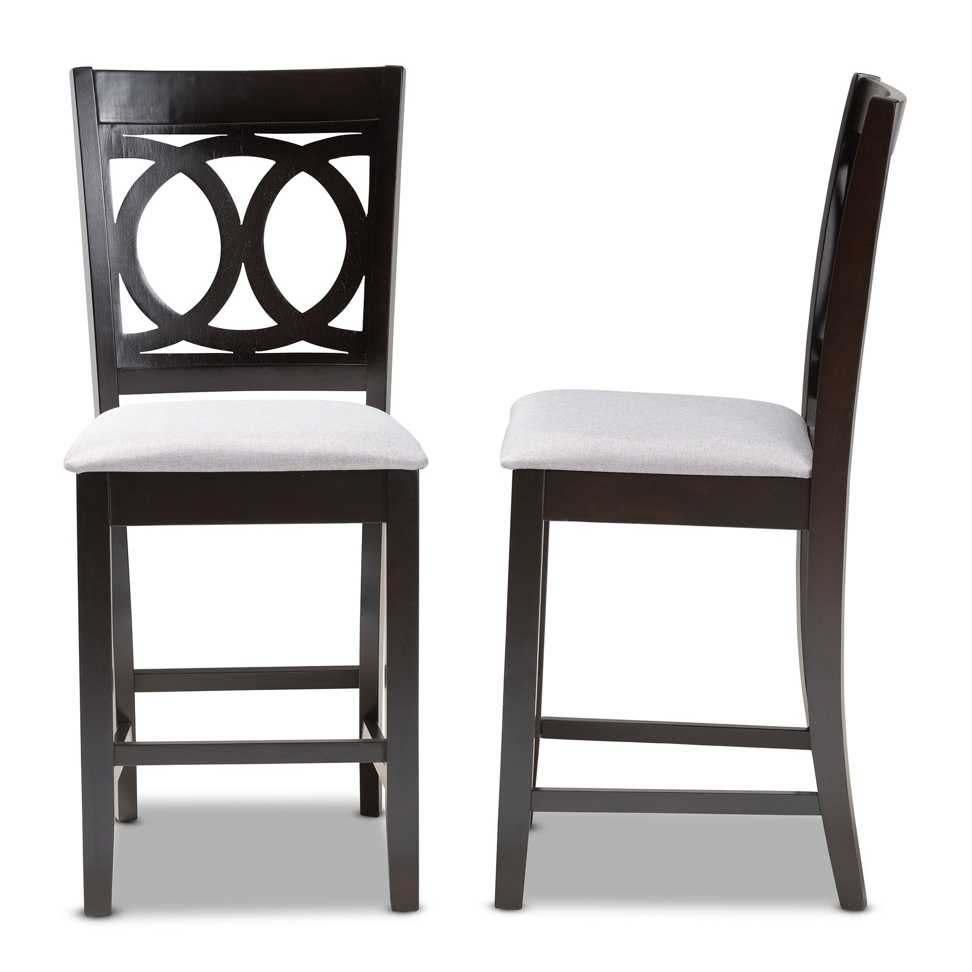 Baxton Studio Lenoir Modern and Contemporary Gray Fabric Upholstered Espresso Brown Finished Wood Counter Height Pub Chair Set of 2