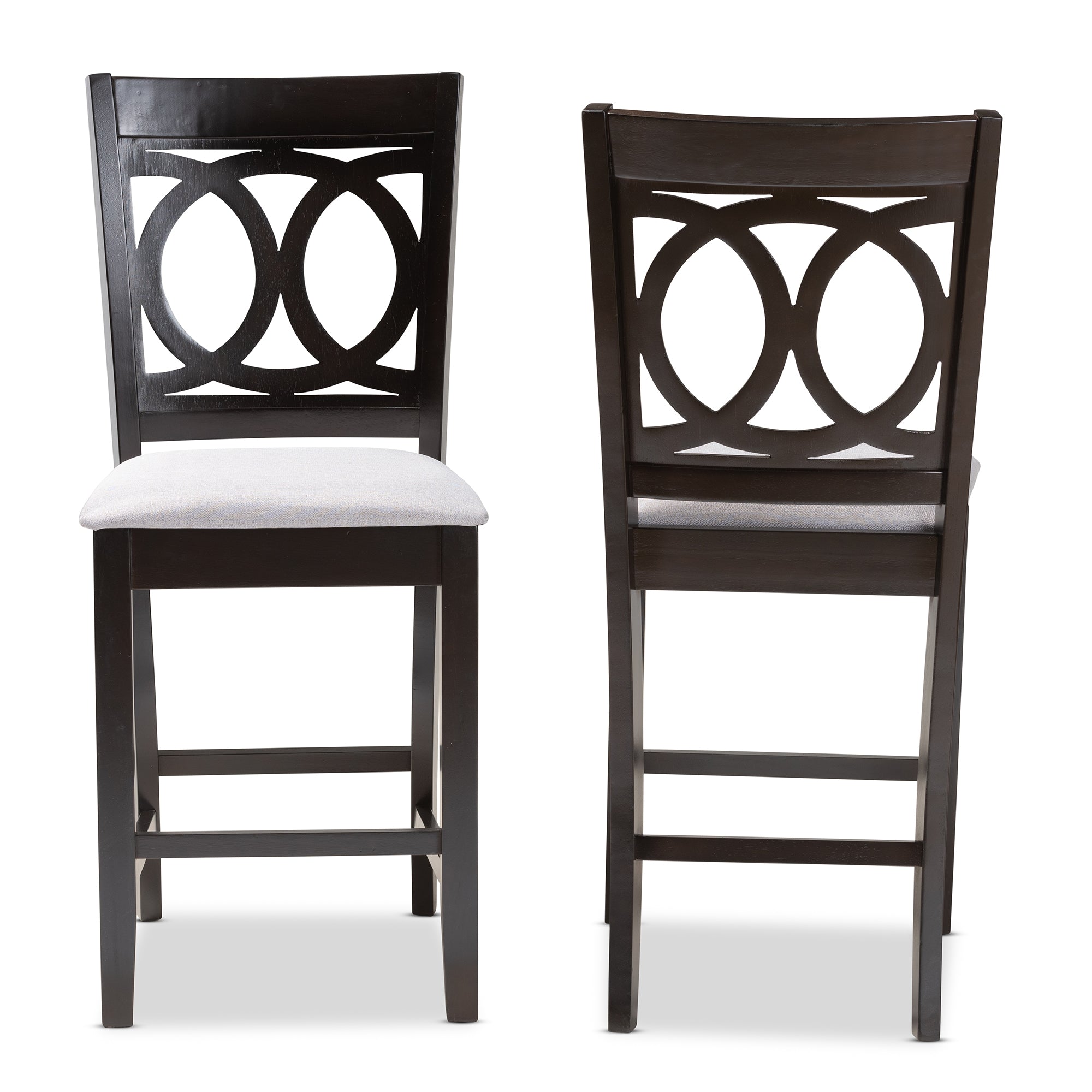 Baxton Studio Lenoir Modern and Contemporary Gray Fabric Upholstered Espresso Brown Finished Wood Counter Height Pub Chair Set of 2