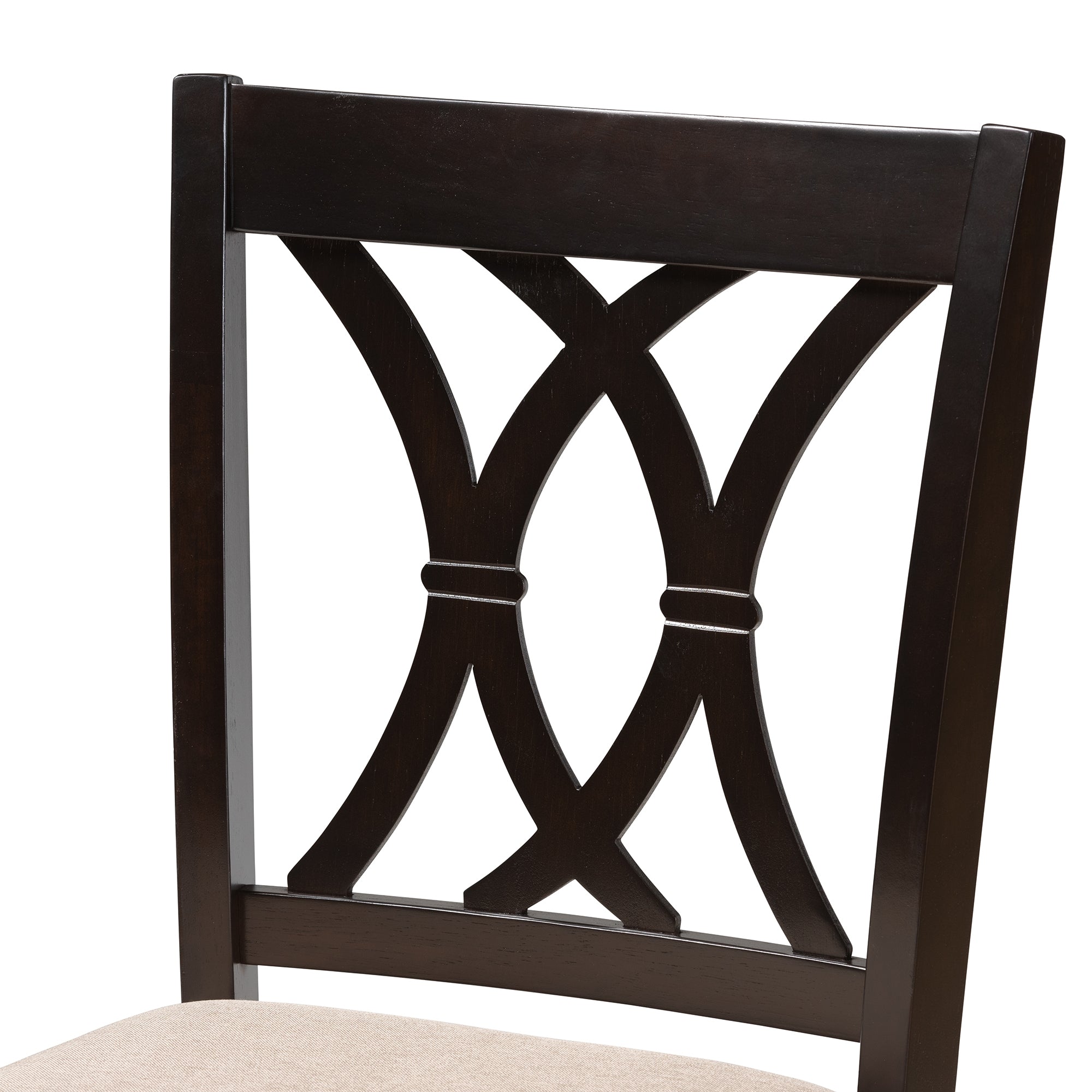 Baxton Studio Reneau Modern and Contemporary Sand Fabric Upholstered Espresso Brown Finished Wood Counter Height Pub Chair Set of 2