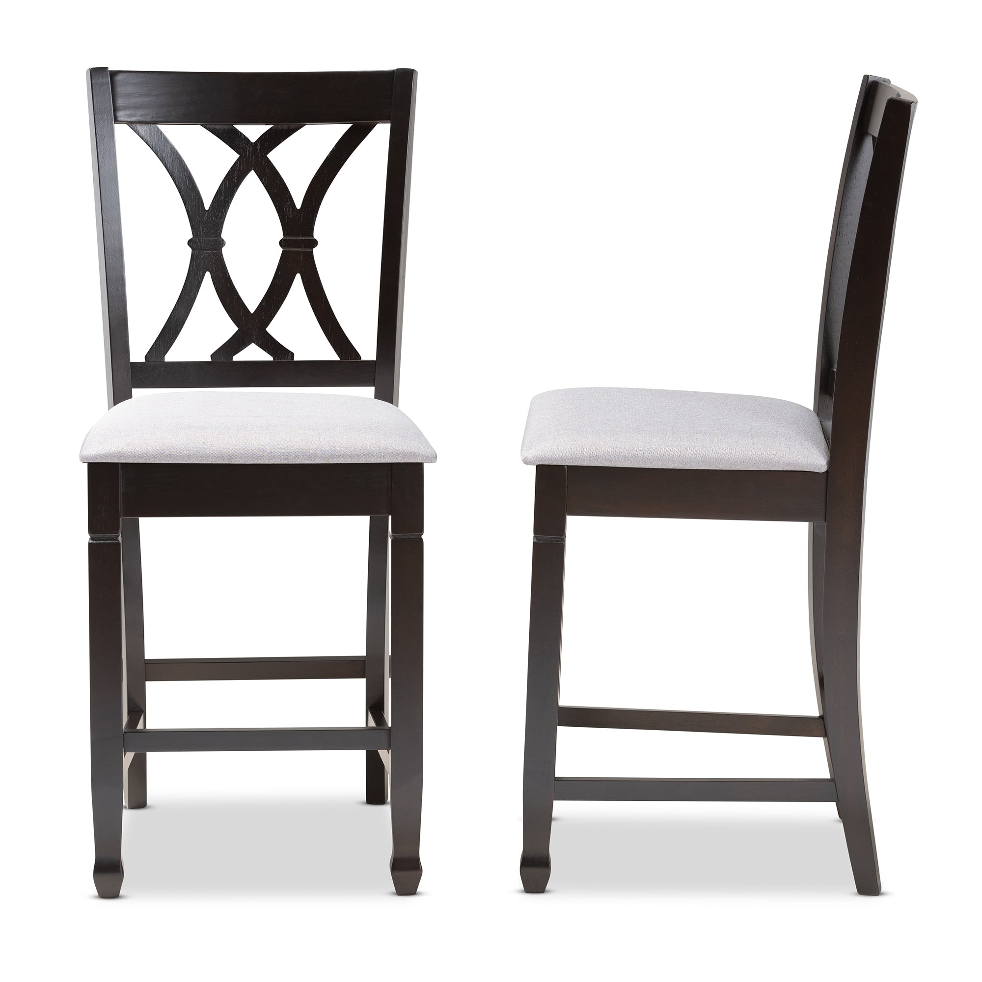 Baxton Studio Reneau Modern and Contemporary Gray Fabric Upholstered Espresso Brown Finished Wood Counter Height Pub Chair Set of 2
