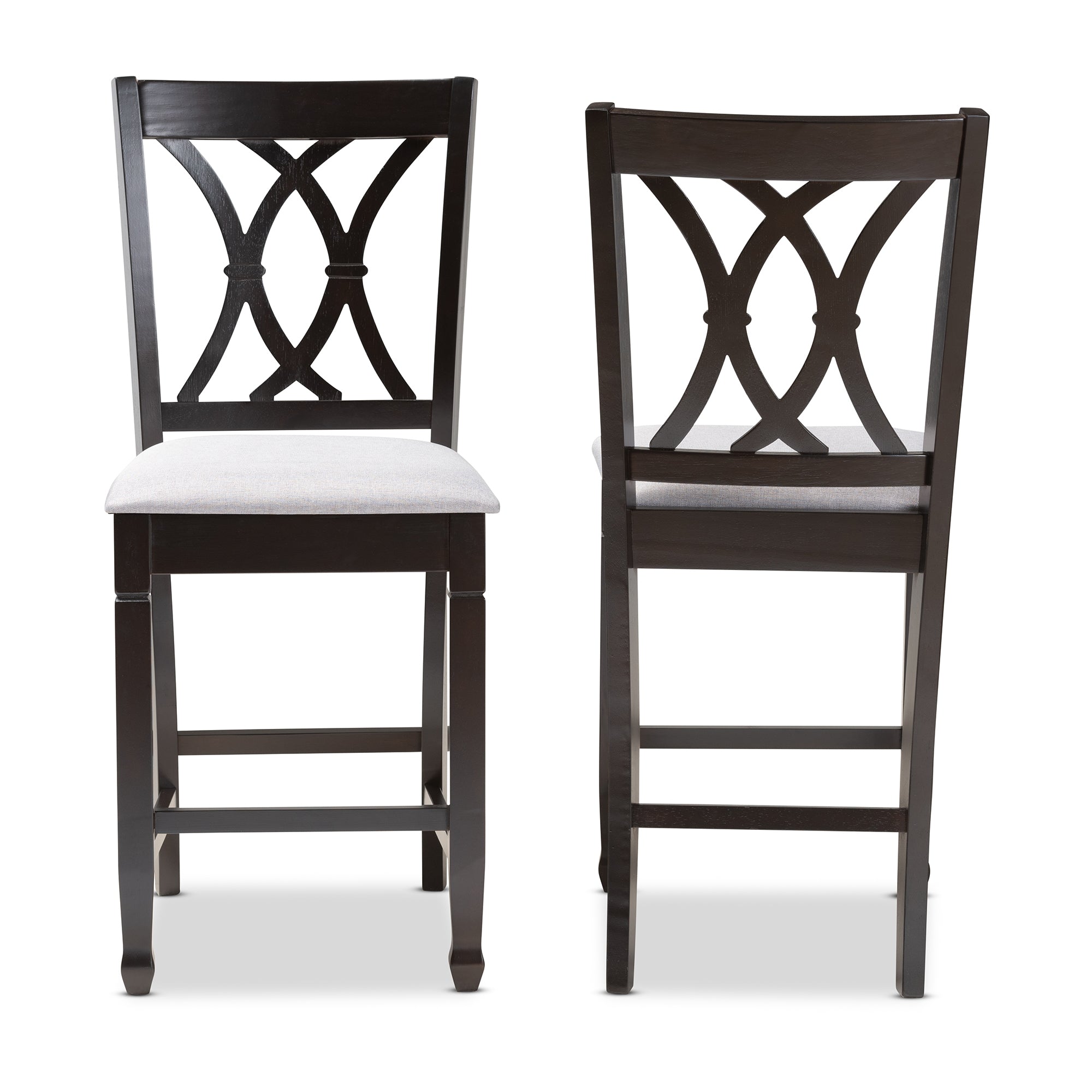 Baxton Studio Reneau Modern and Contemporary Gray Fabric Upholstered Espresso Brown Finished Wood Counter Height Pub Chair Set of 2